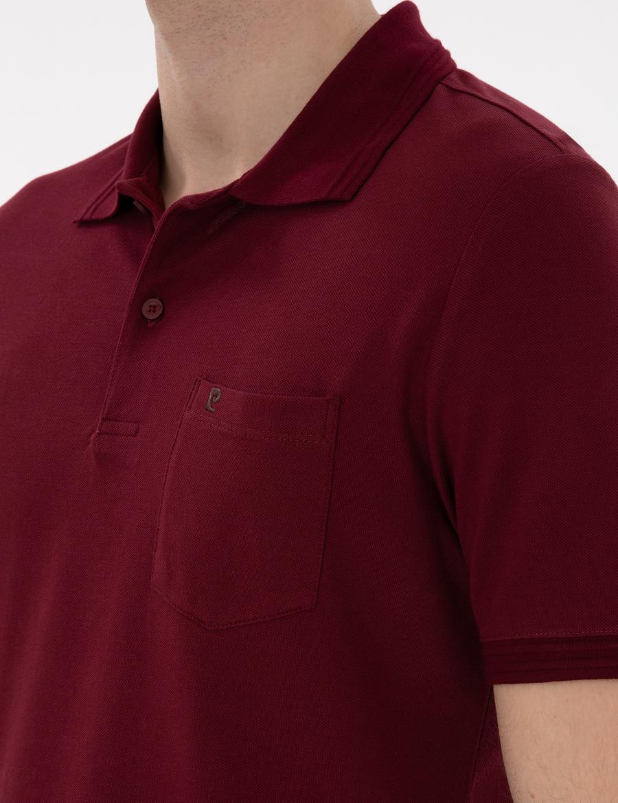 Bordo Regular Fit %100 Pamuk Polo Yaka Basic Tişört