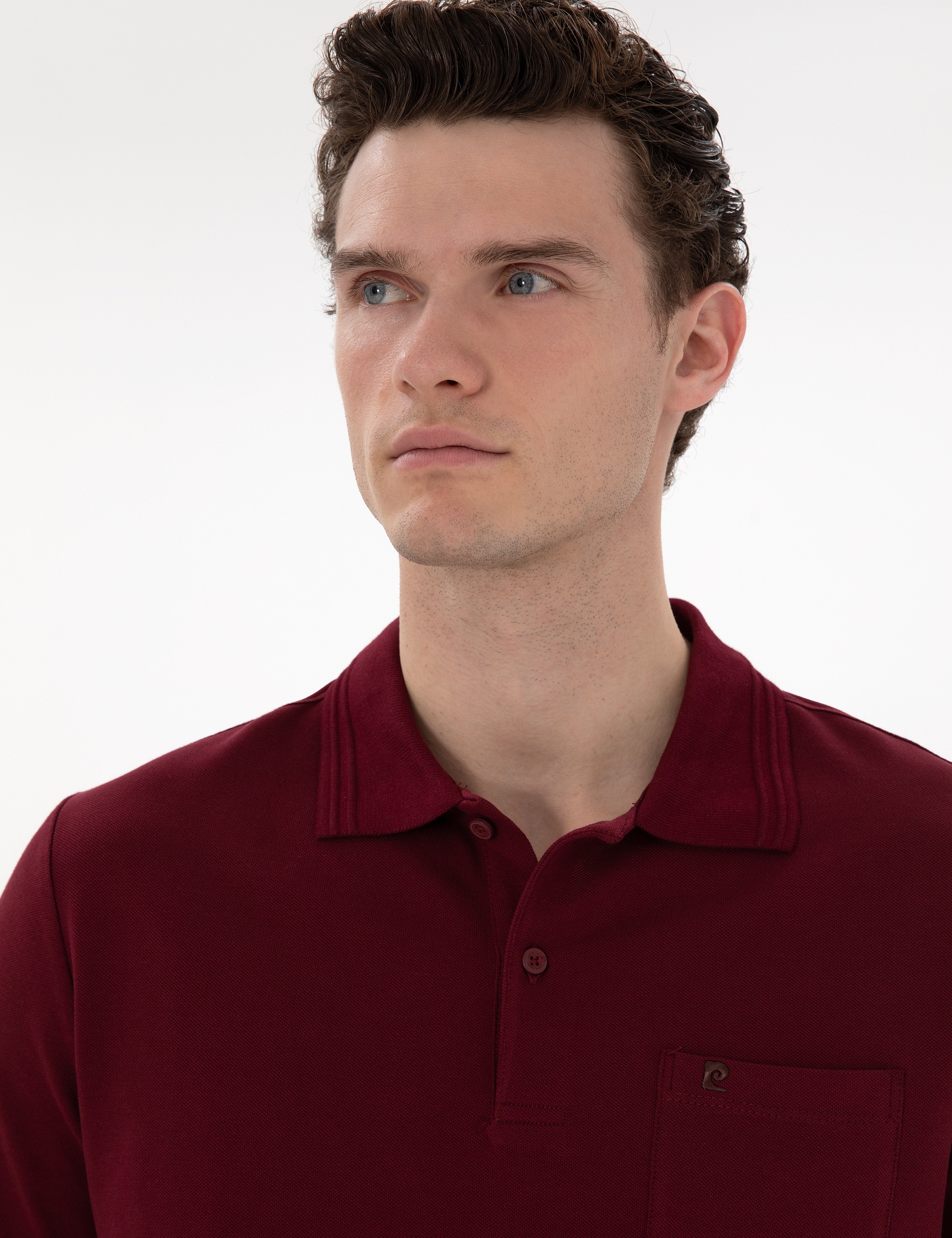 Bordo Regular Fit %100 Pamuk Cepli Düğmeli Polo Yaka Basic Tişört - Image 2