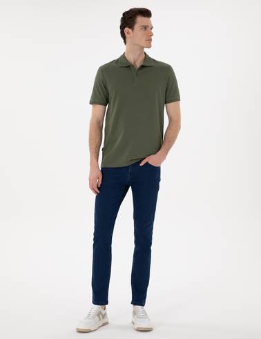 Haki Regular Fit %100 Pamuk Polo Yaka Basic Tişört
