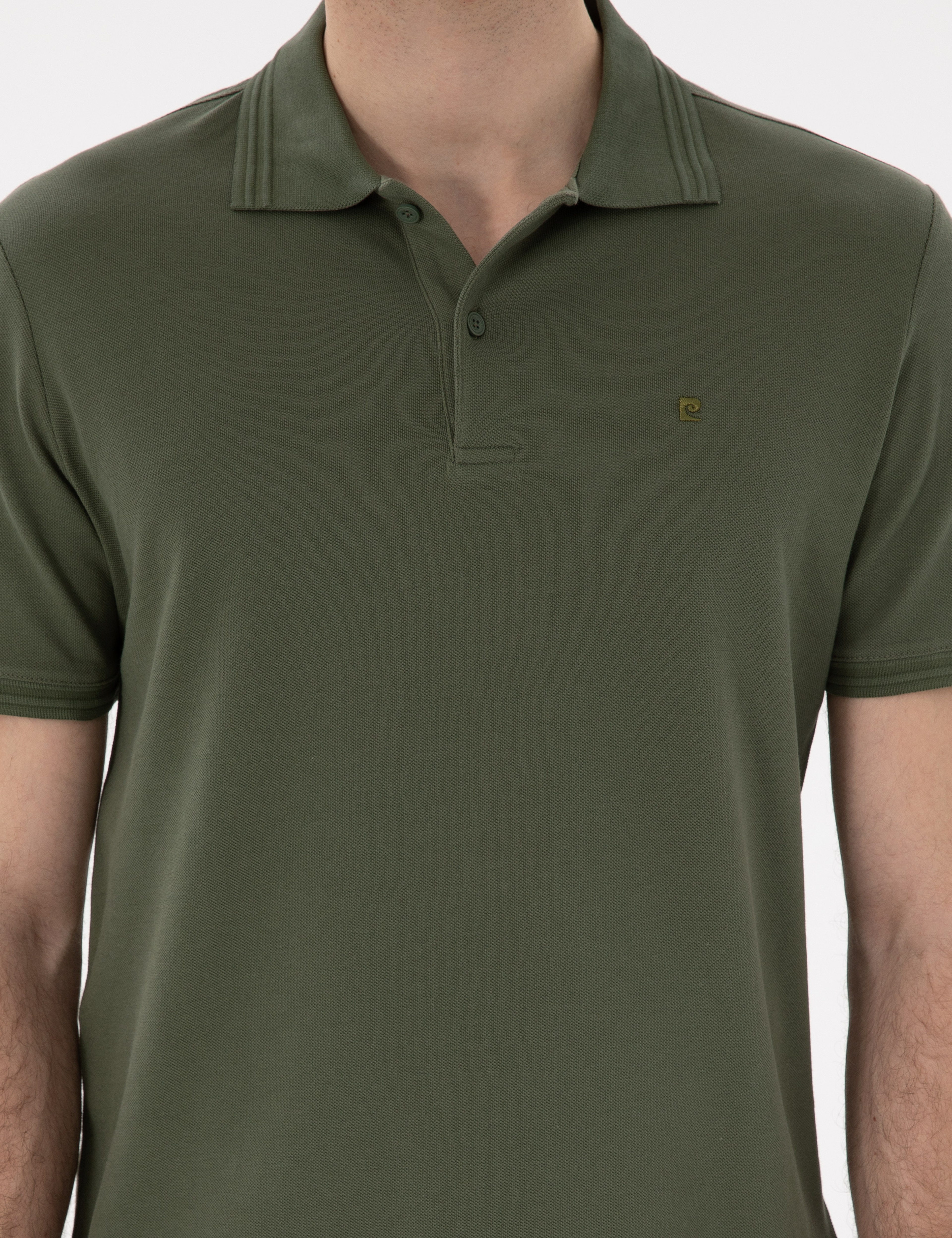 Haki Regular Fit %100 Pamuk Polo Yaka Basic Tişört