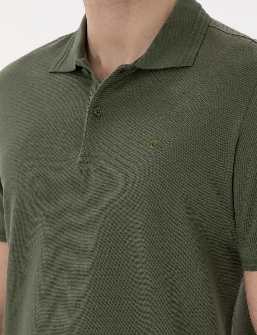 Haki Regular Fit %100 Pamuk Polo Yaka Basic Tişört