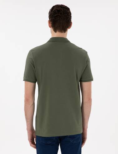 Haki Regular Fit %100 Pamuk Polo Yaka Basic Tişört