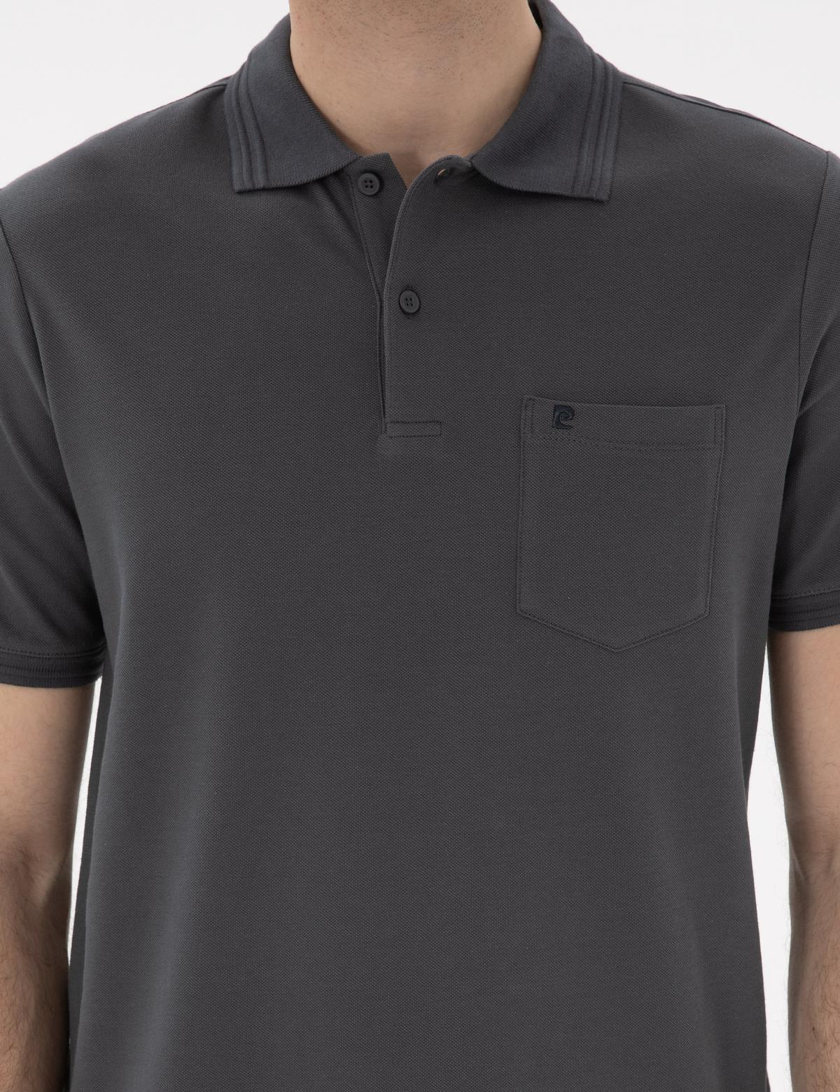 Antrasit Regular Fit %100 Pamuk Polo Yaka Basic Tişört - 50306552088