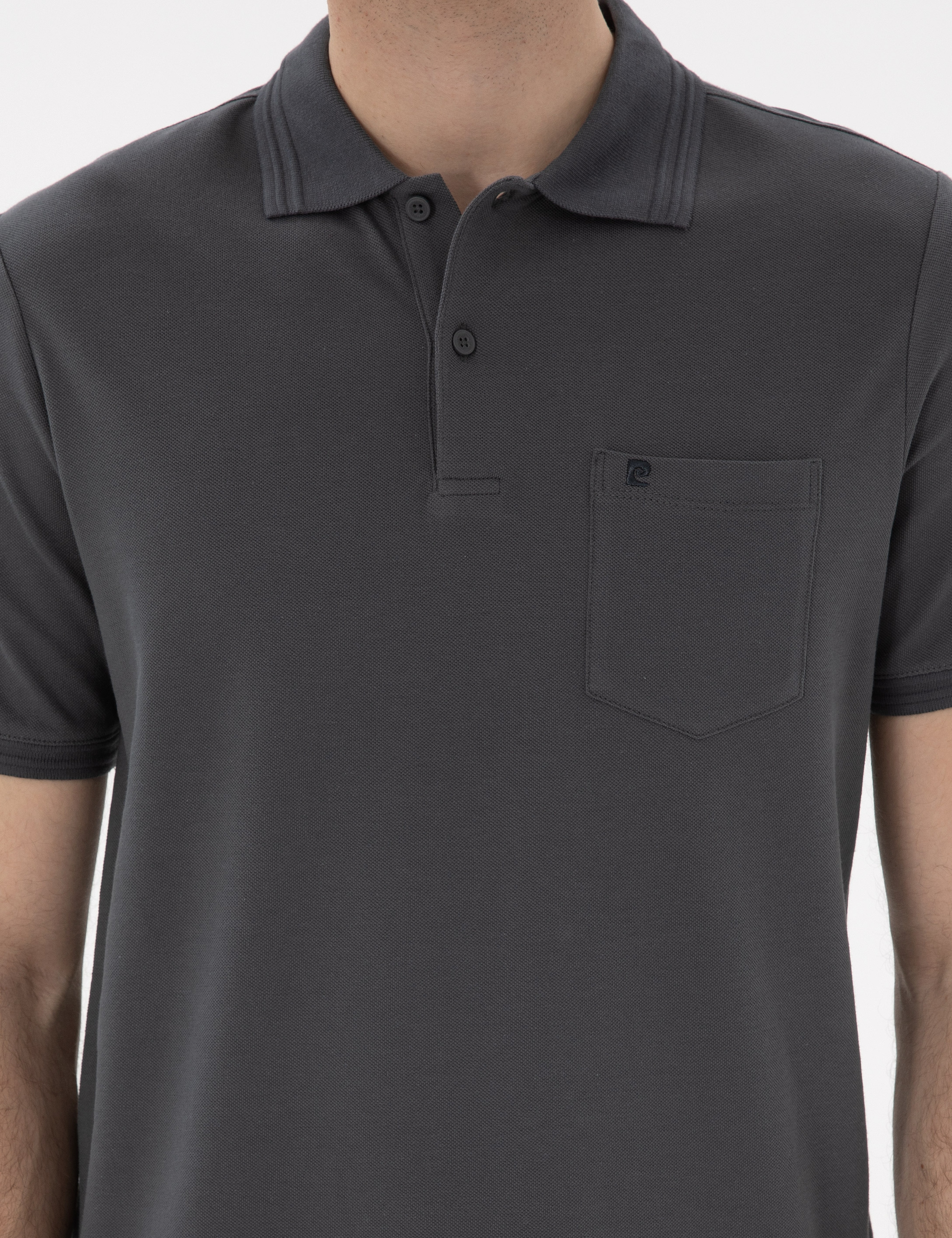 Antrasit Regular Fit %100 Pamuk Polo Yaka Basic Tişört - Image 6