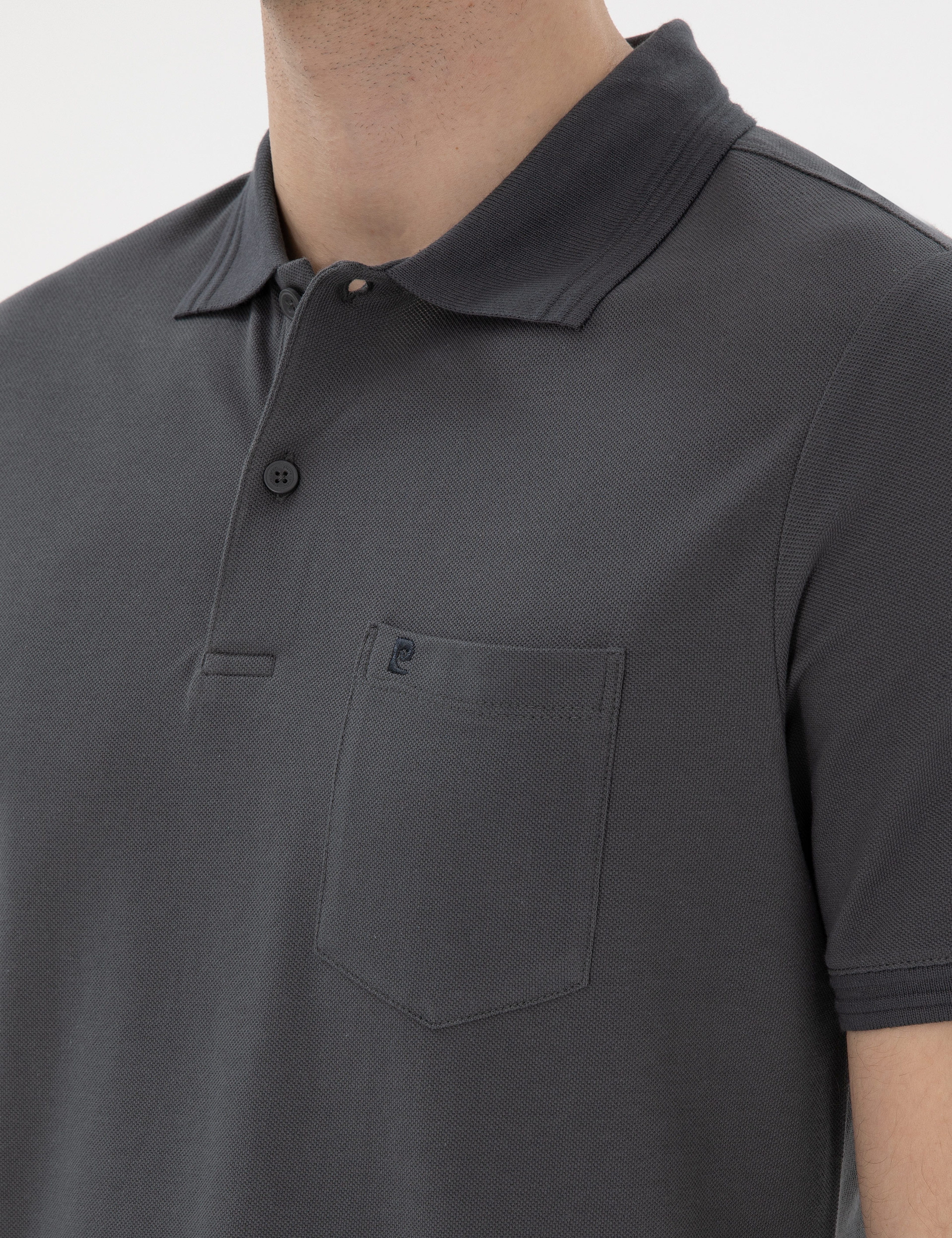Antrasit Regular Fit %100 Pamuk Polo Yaka Basic Tişört - Image 7