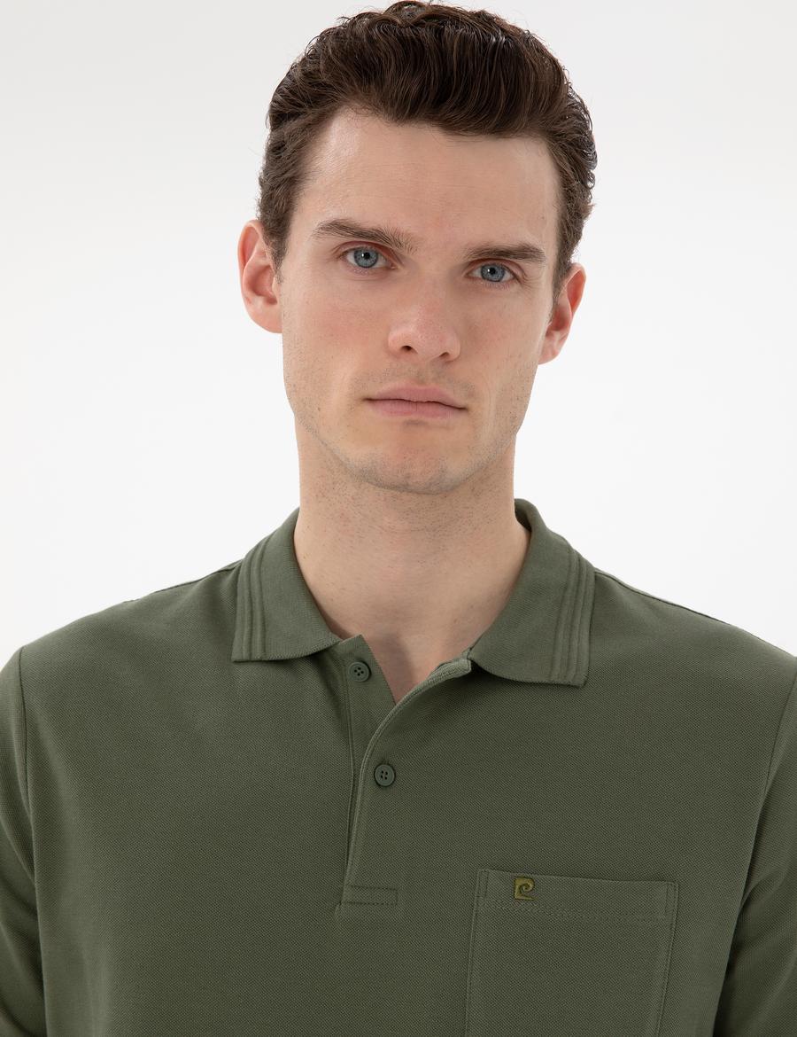 Haki Regular Fit %100 Pamuk Polo Yaka Basic Tişört