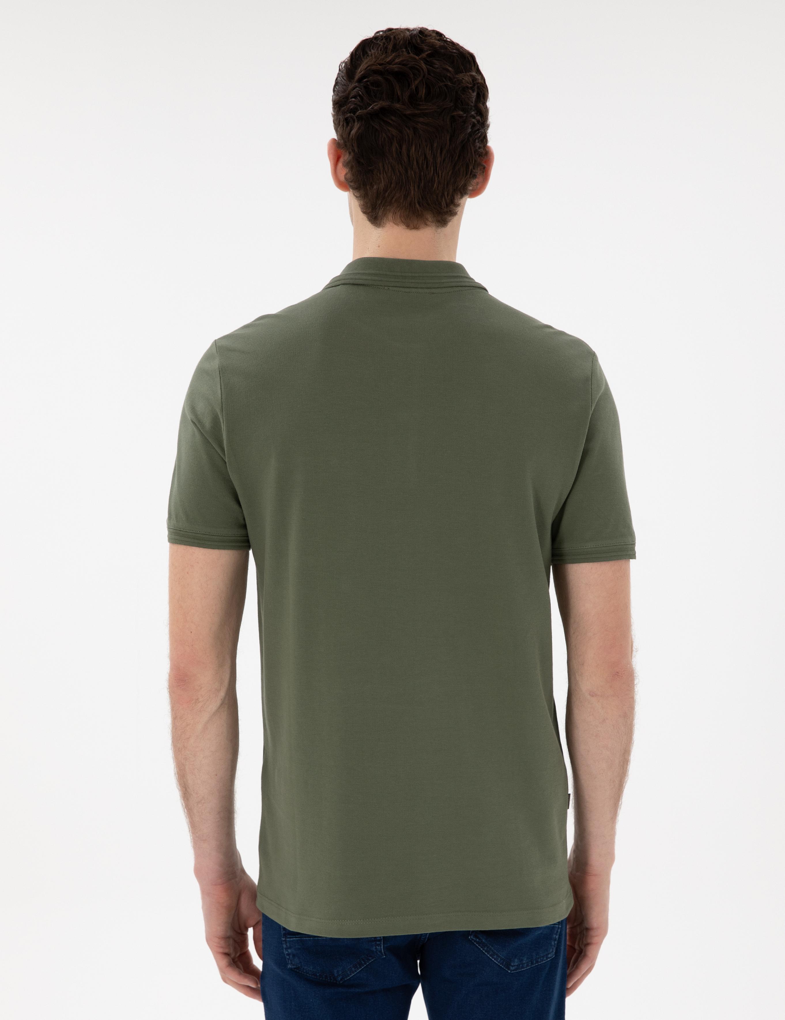 Haki Regular Fit %100 Pamuk Polo Yaka Basic Tişört