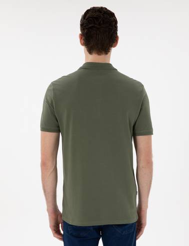 Haki Regular Fit %100 Pamuk Cepli Polo Yaka Basic Tişört
