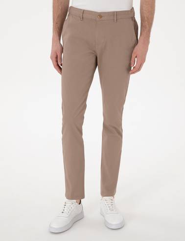 Vizon Slim Fit Beli Lastikli Kanvas Pantolon