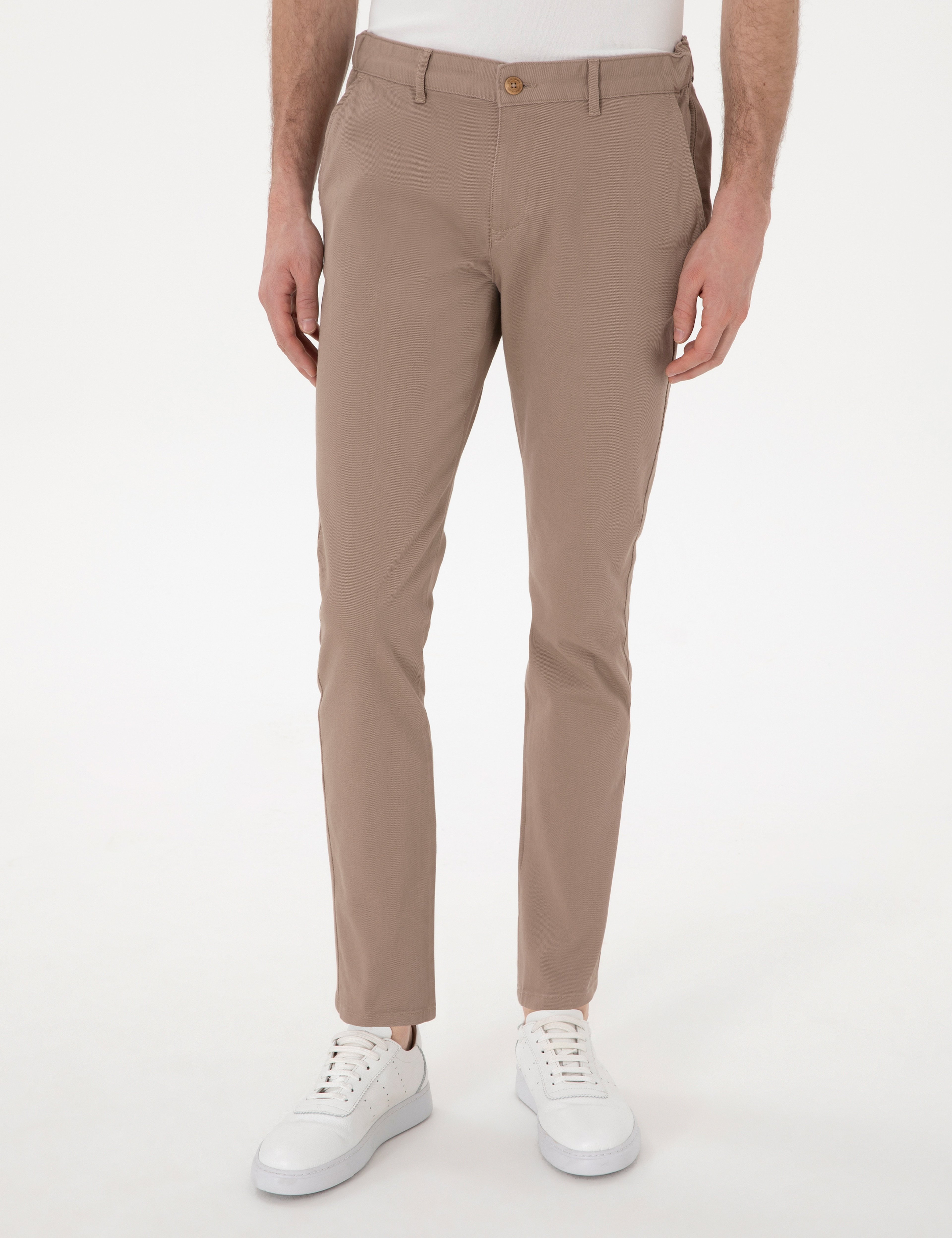 Vizon Slim Fit Beli Lastikli Kanvas Pantolon