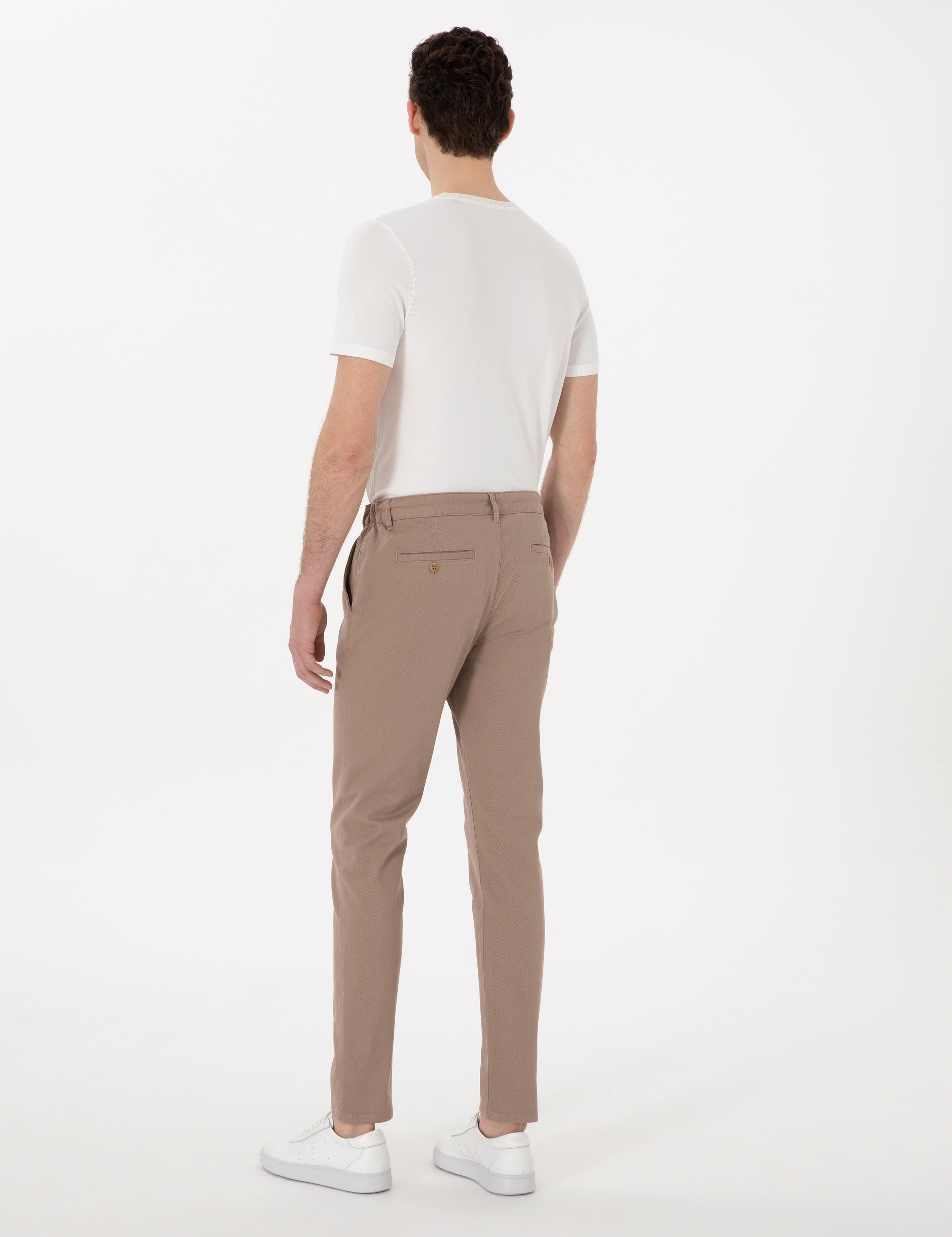 Vizon Slim Fit Beli Lastikli Kanvas Pantolon