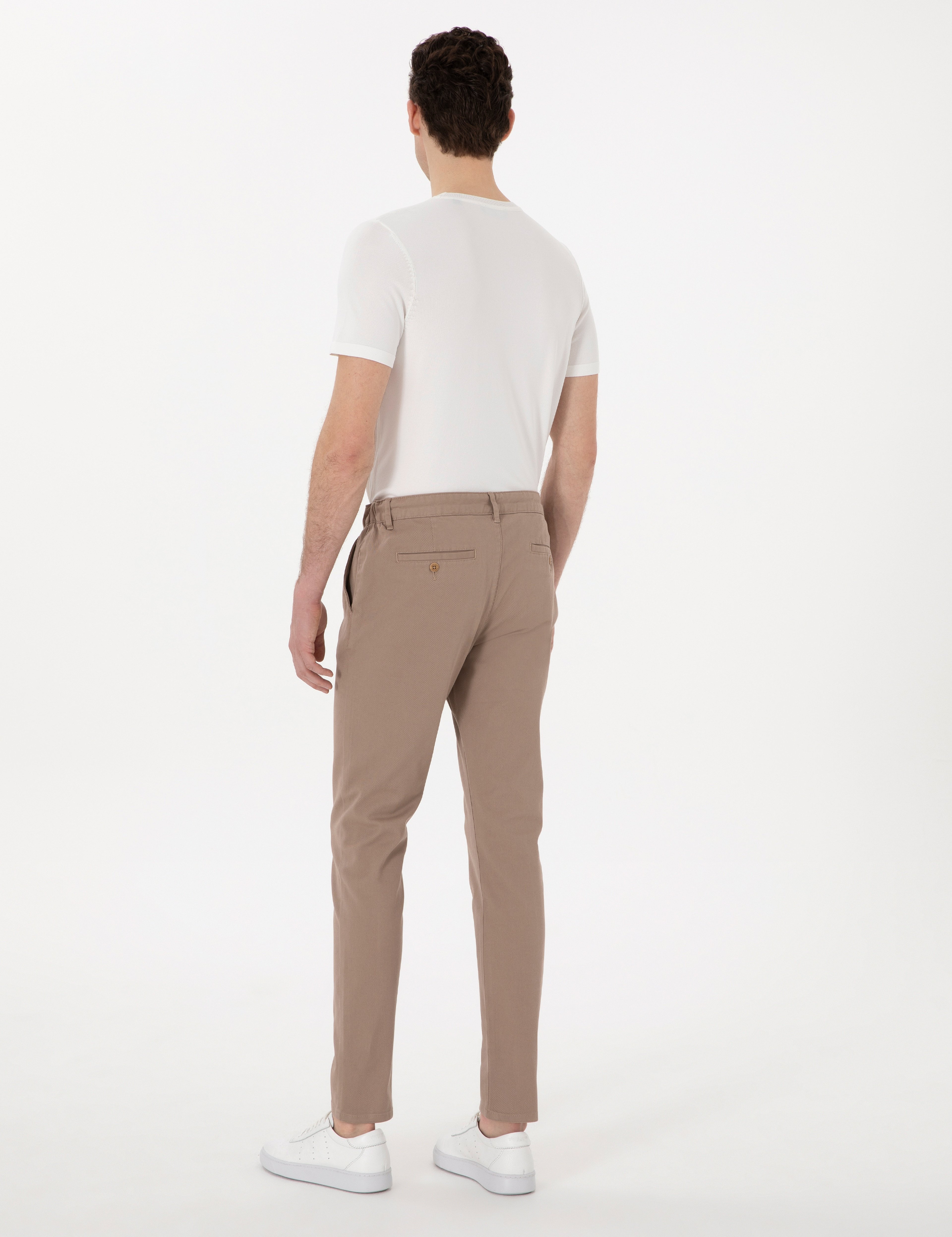 Vizon Slim Fit Beli Lastikli Kanvas Pantolon