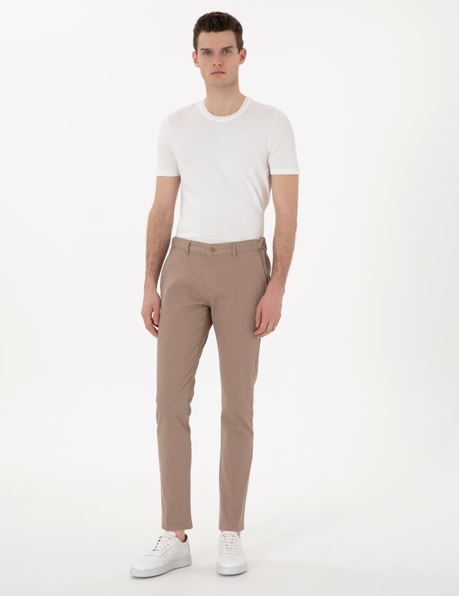 Vizon Slim Fit Beli Lastikli Kanvas Pantolon