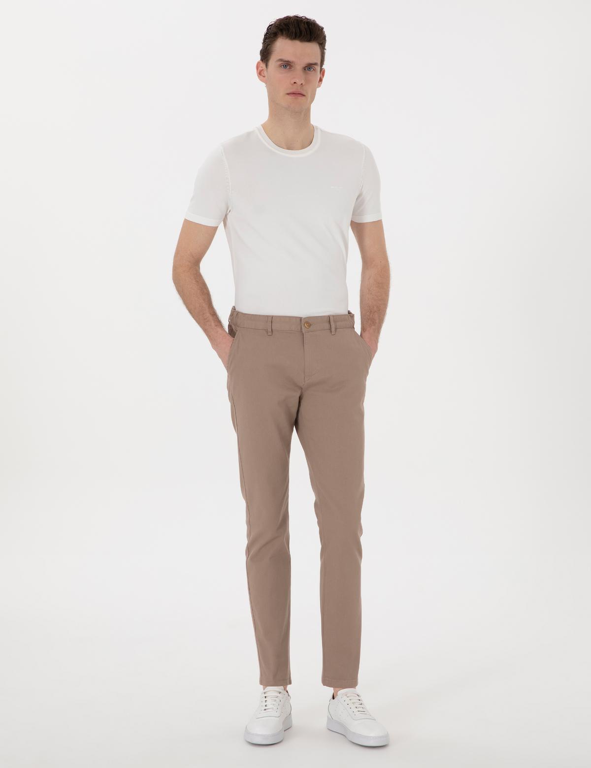 Vizon Slim Fit Beli Lastikli Kanvas Pantolon - 50308080035