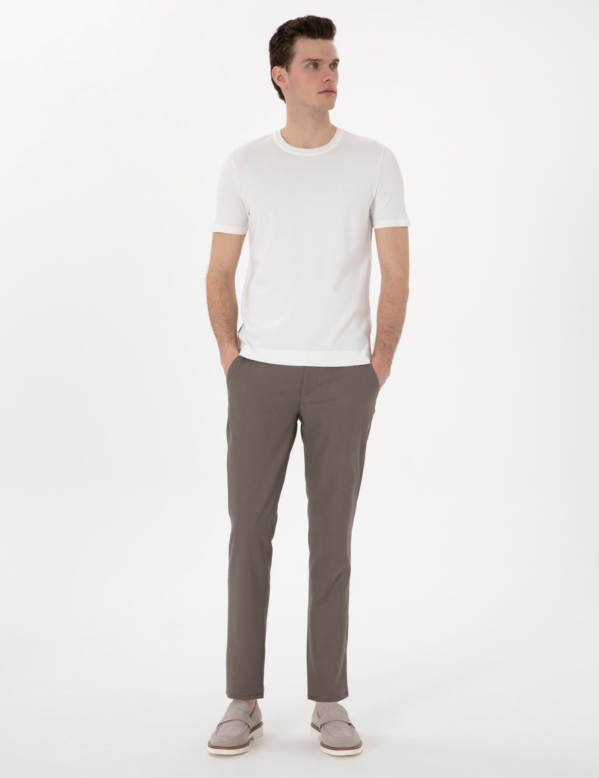 Vizon Slim Fit Beli Lastikli Kanvas Pantolon