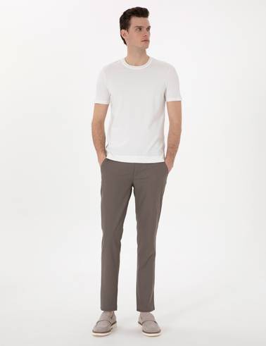 Vizon Slim Fit Beli Lastikli Kanvas Pantolon