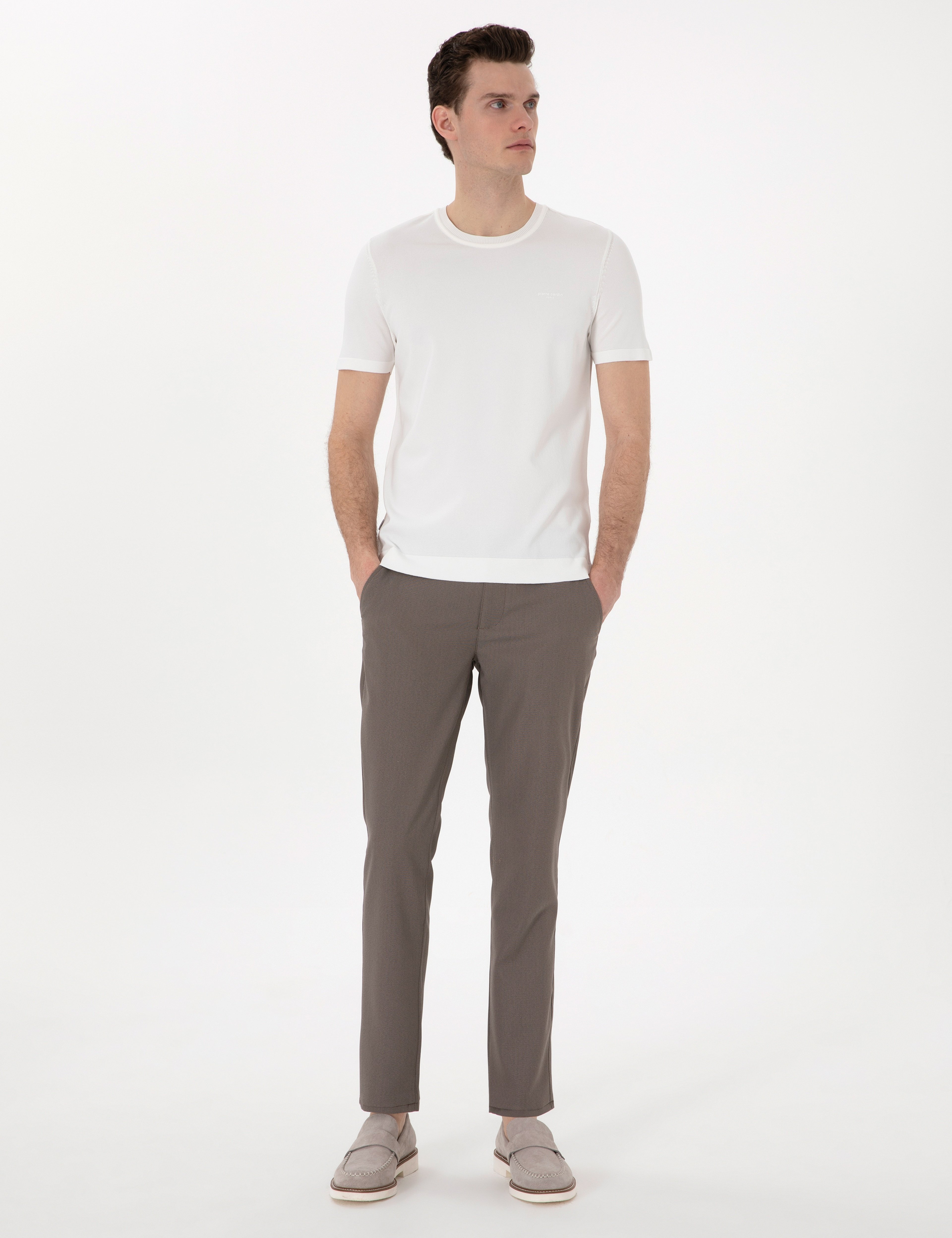 Vizon Slim Fit Beli Lastikli Kanvas Pantolon