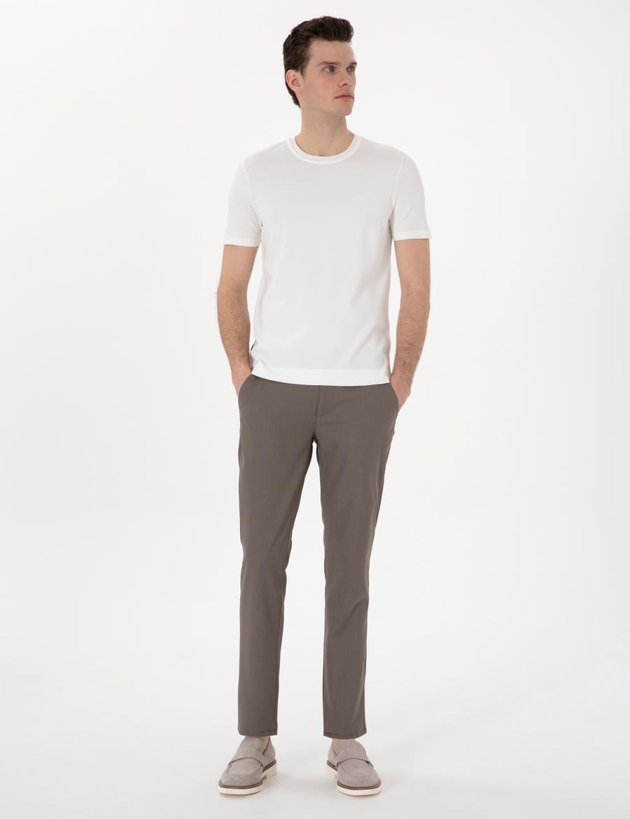 Vizon Slim Fit Beli Lastikli Kanvas Pantolon