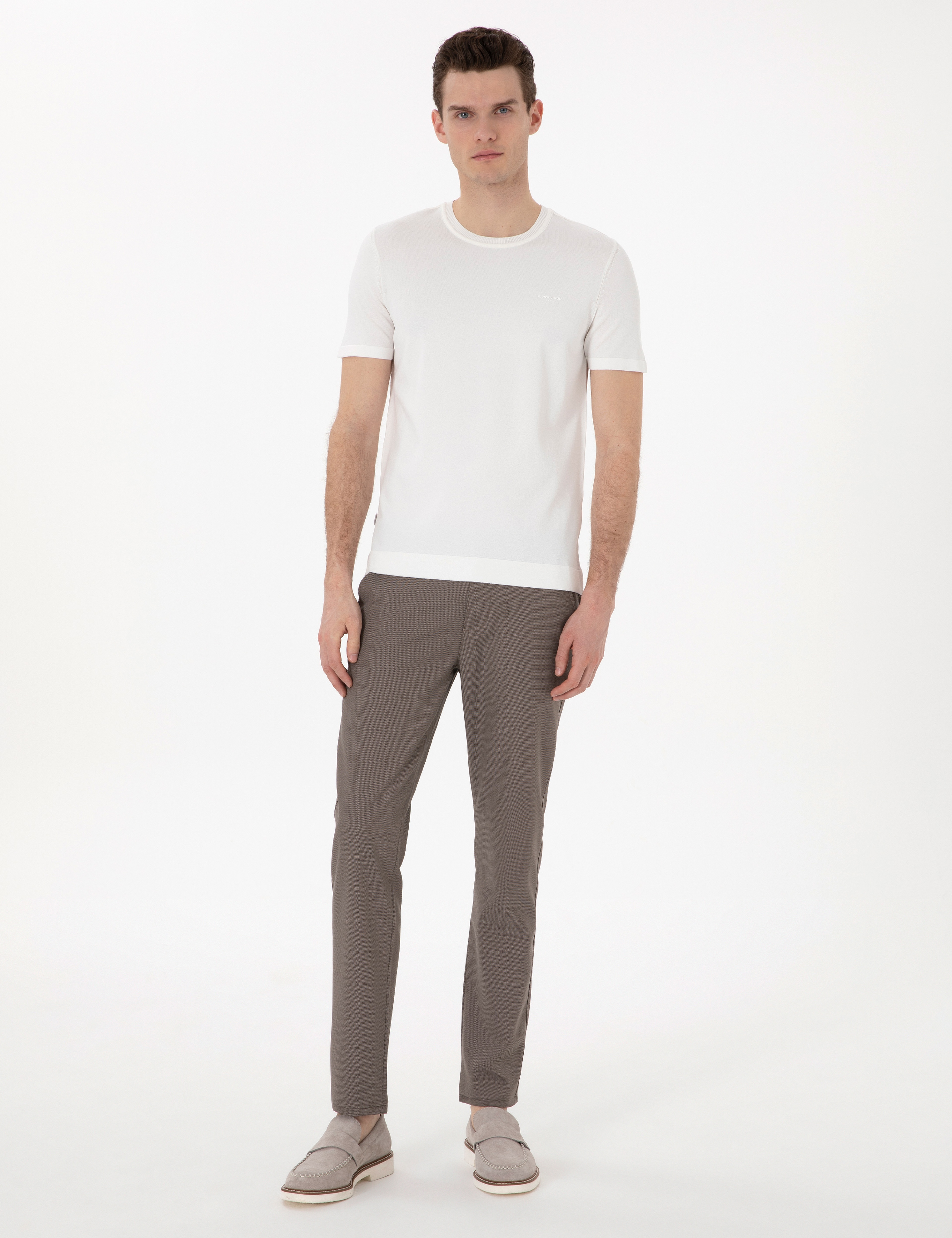 Vizon Slim Fit Beli Lastikli Kanvas Pantolon - Image 3