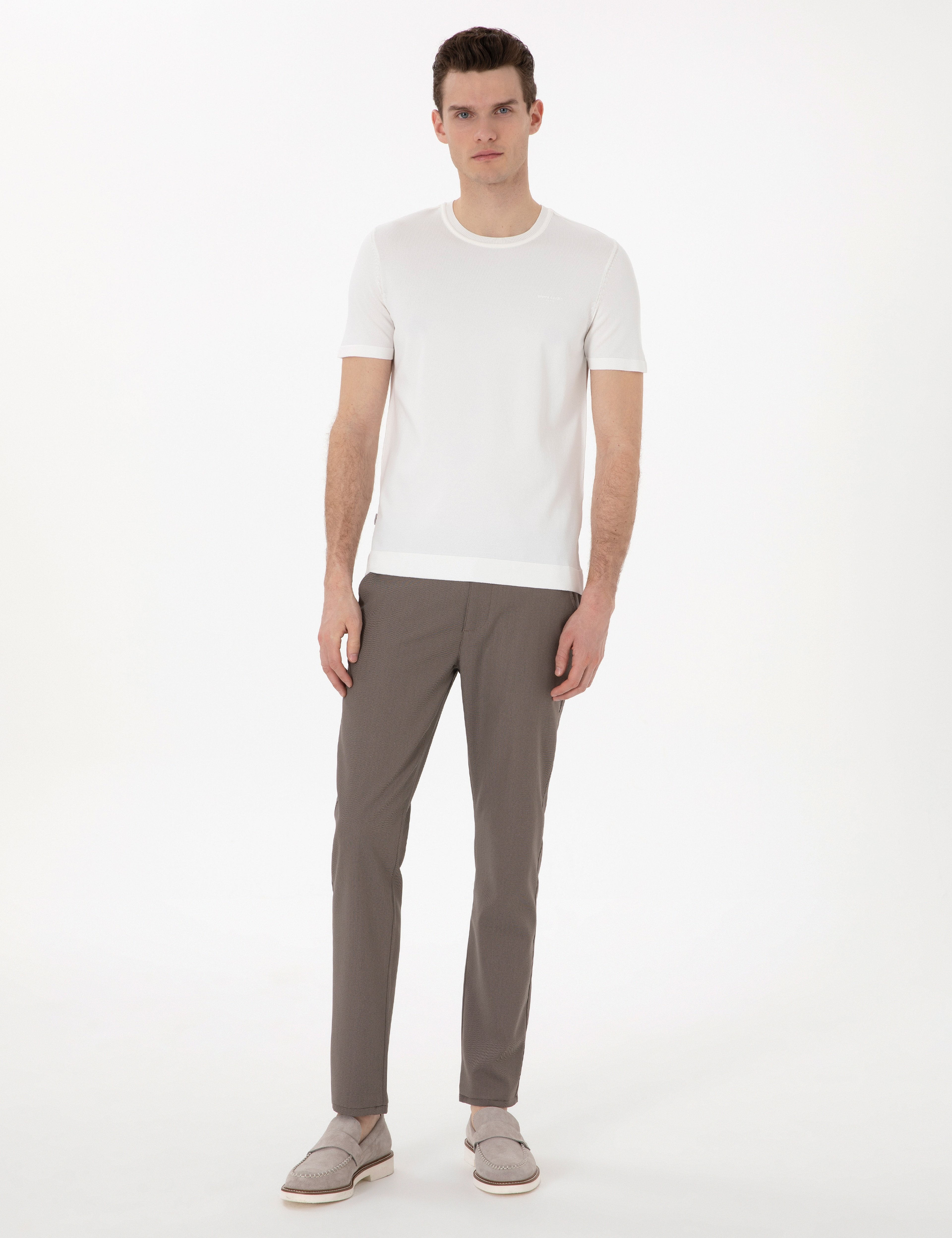 Vizon Slim Fit Beli Lastikli Kanvas Pantolon