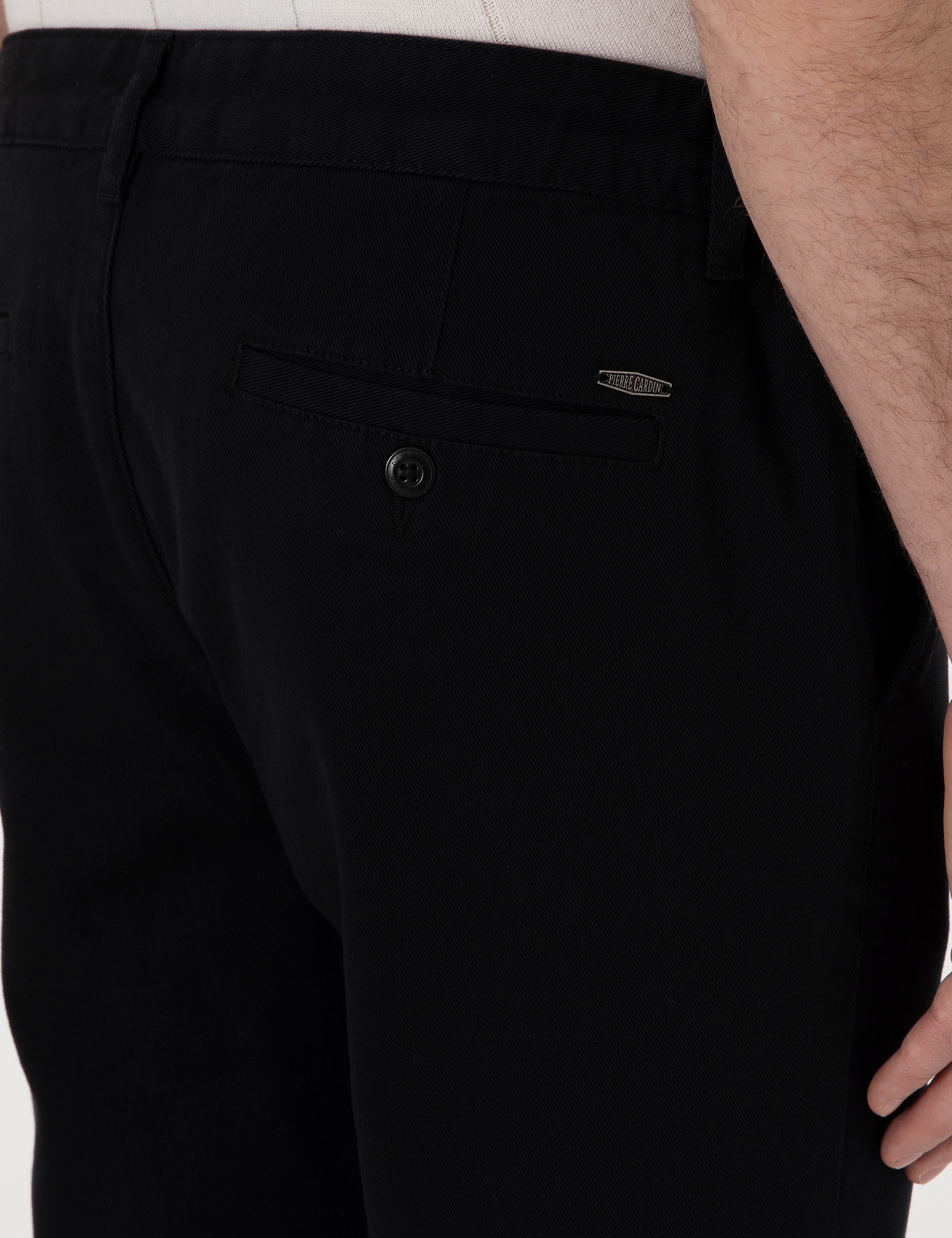 Siyah Slim Fit Beli Lastikli Kanvas Pantolon - Image 6