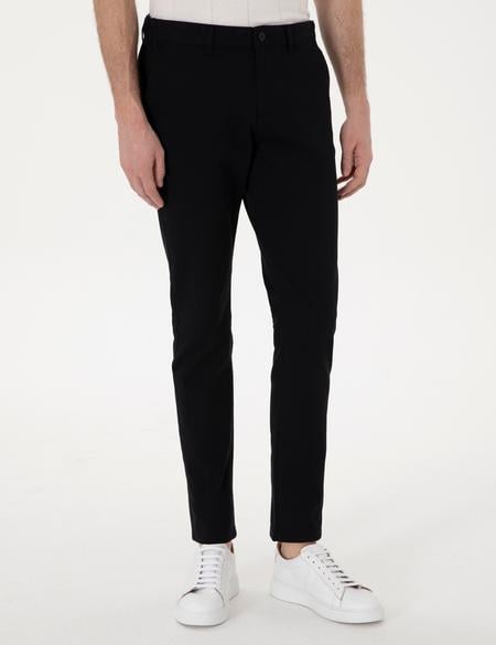 Siyah Slim Fit Beli Lastikli Kanvas Pantolon - 50308080095