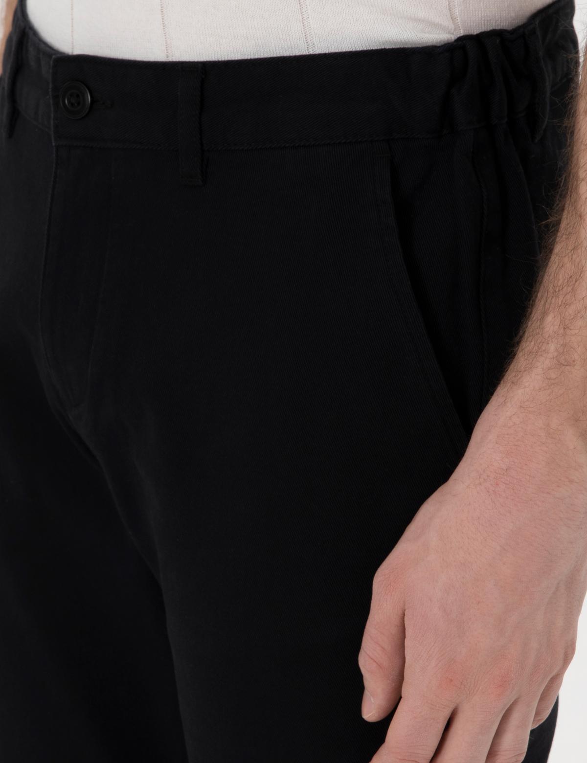 Siyah Slim Fit Beli Lastikli Kanvas Pantolon - 50308080095