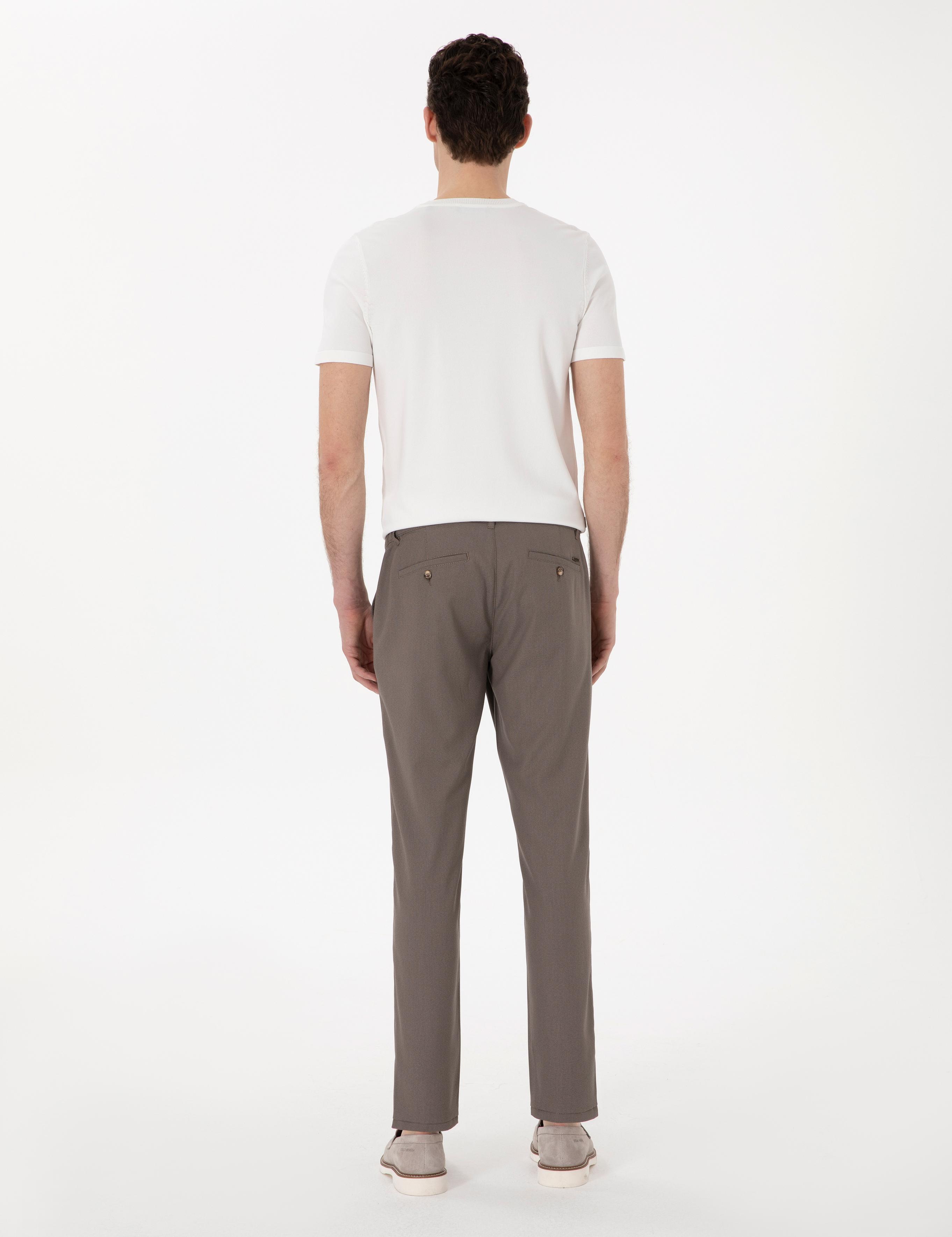 Vizon Slim Fit Beli Lastikli Kanvas Pantolon