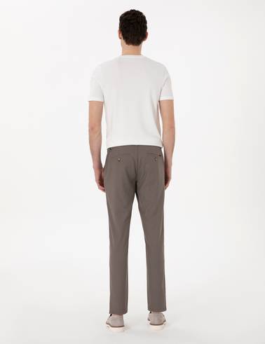 Vizon Slim Fit Beli Lastikli Kanvas Pantolon