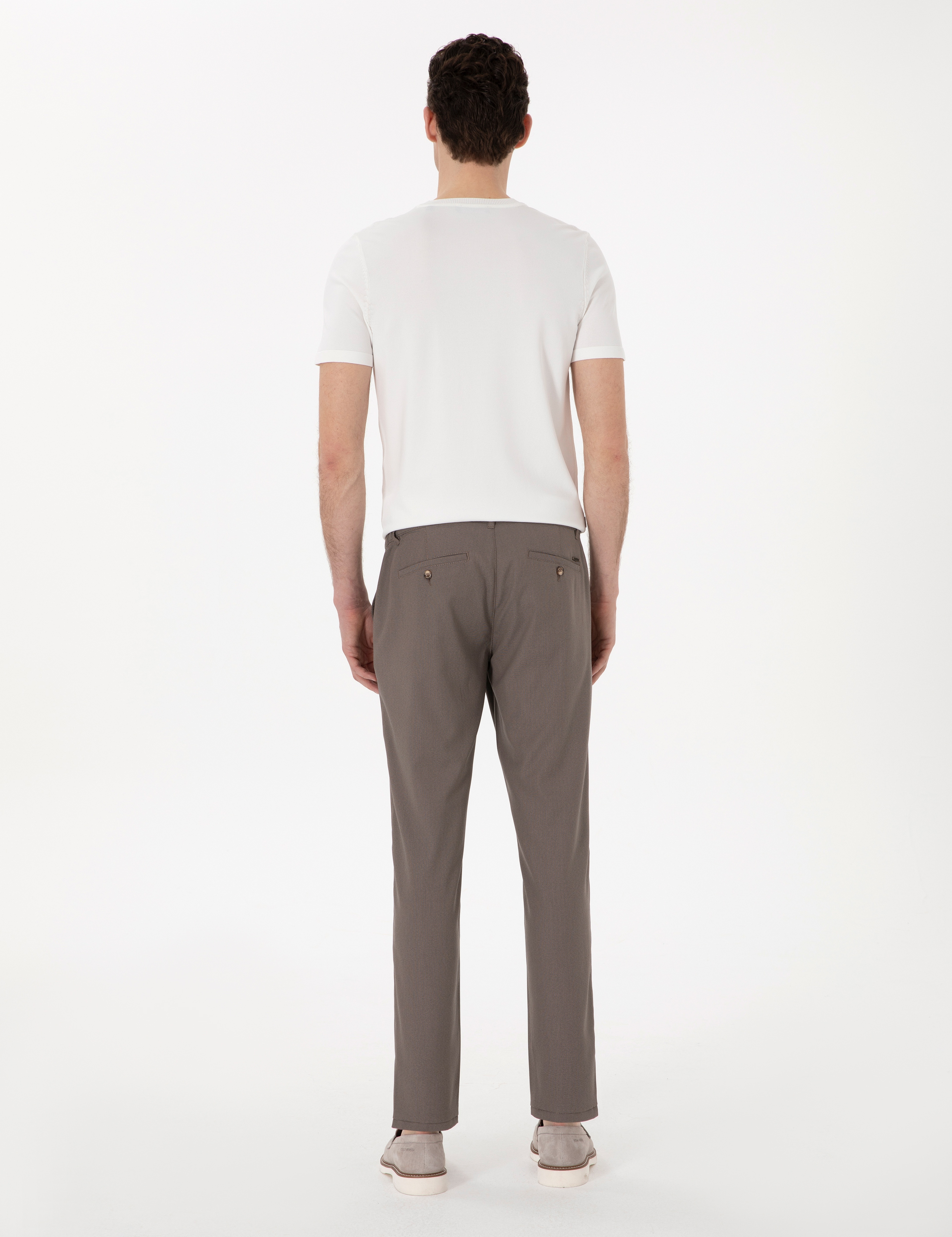 Vizon Slim Fit Beli Lastikli Kanvas Pantolon - Image 4