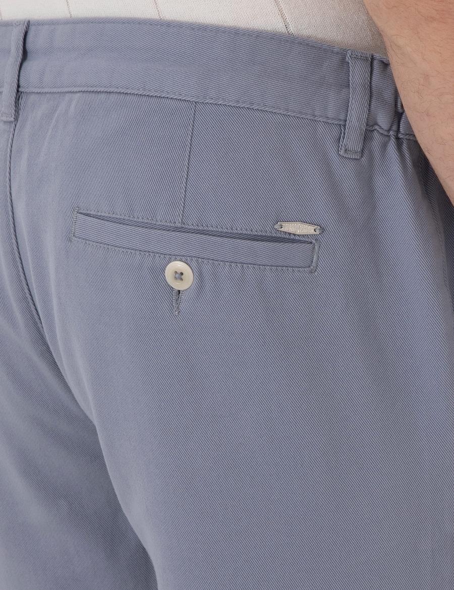 Açık Mavi Slim Fit Beli Lastikli Kanvas Pantolon