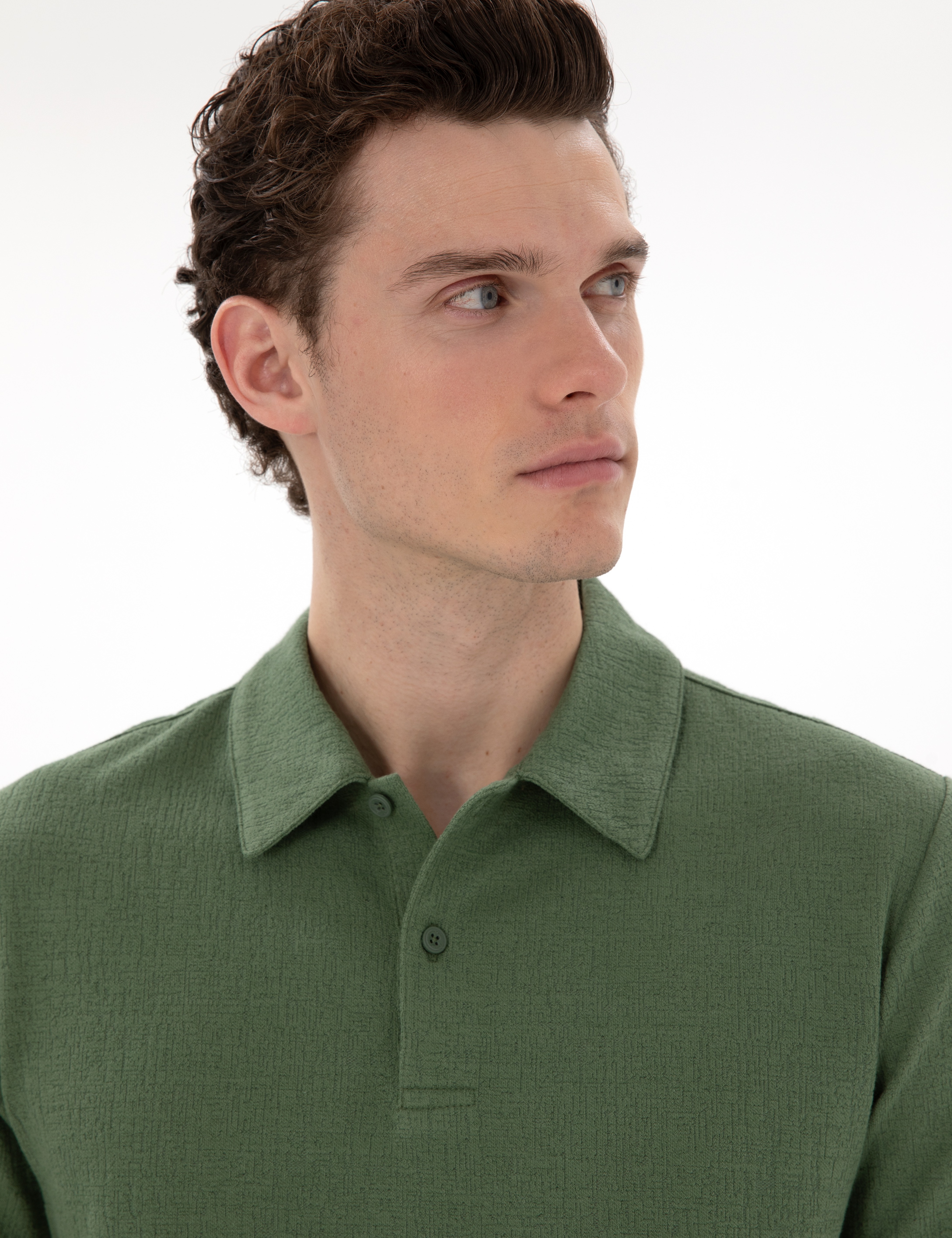 Haki Slim Fit Polo Yaka Tişört - Image 2