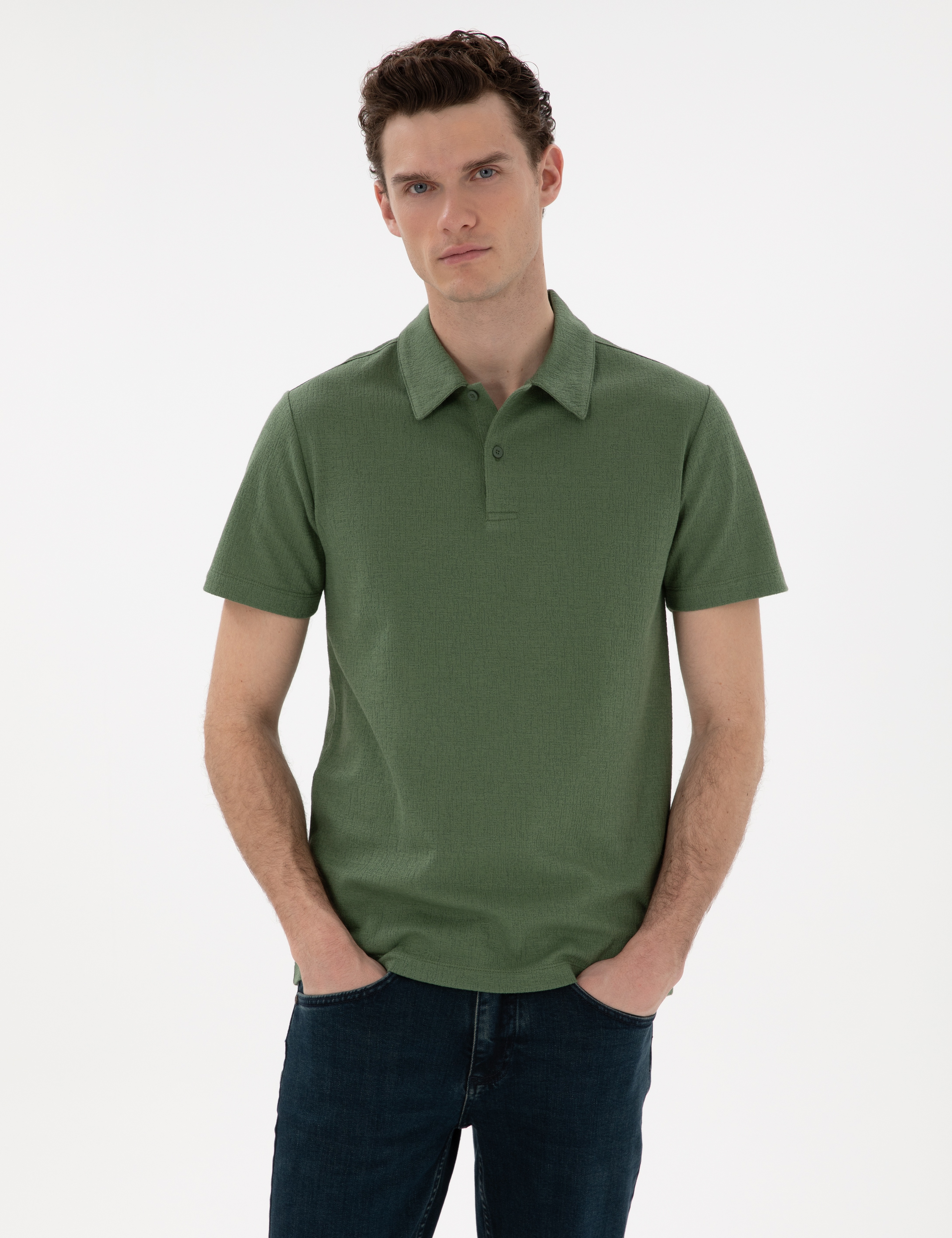 Haki Slim Fit Polo Yaka Tişört