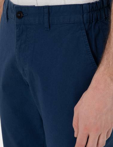 İndigo Slim Fit Beli Lastikli Kanvas Pantolon
