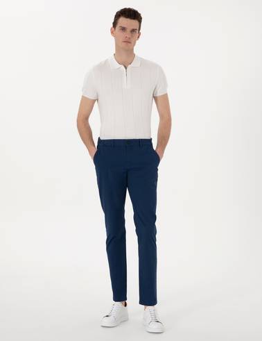 İndigo Slim Fit Beli Lastikli Kanvas Pantolon