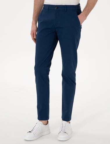 İndigo Slim Fit Beli Lastikli Kanvas Pantolon