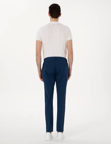 İndigo Slim Fit Beli Lastikli Kanvas Pantolon