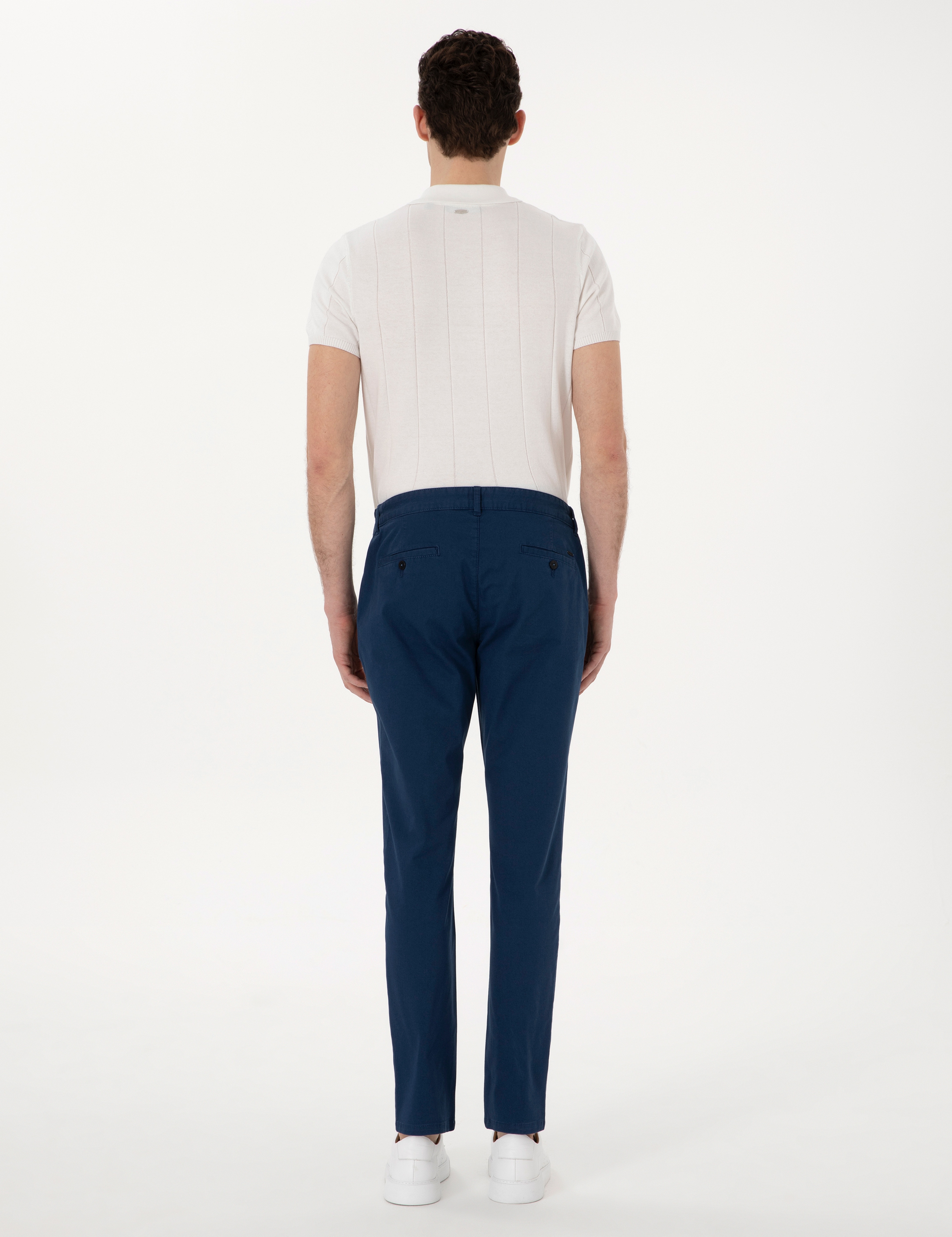 İndigo Slim Fit Beli Lastikli Kanvas Pantolon - Image 4
