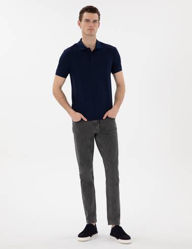 Lacivert Slim Fit Polo Yaka Tişört