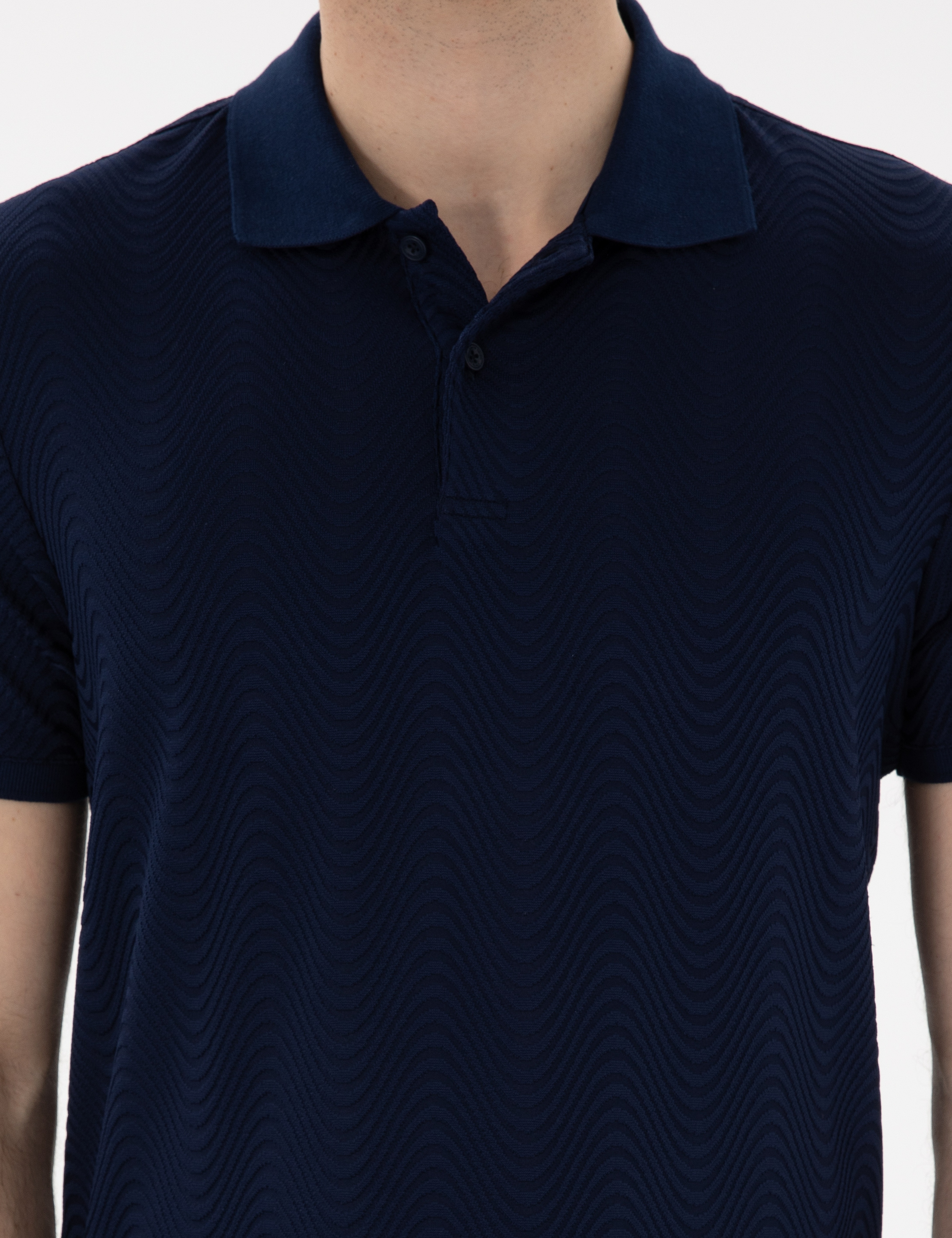 Lacivert Slim Fit Polo Yaka Tişört - Image 6