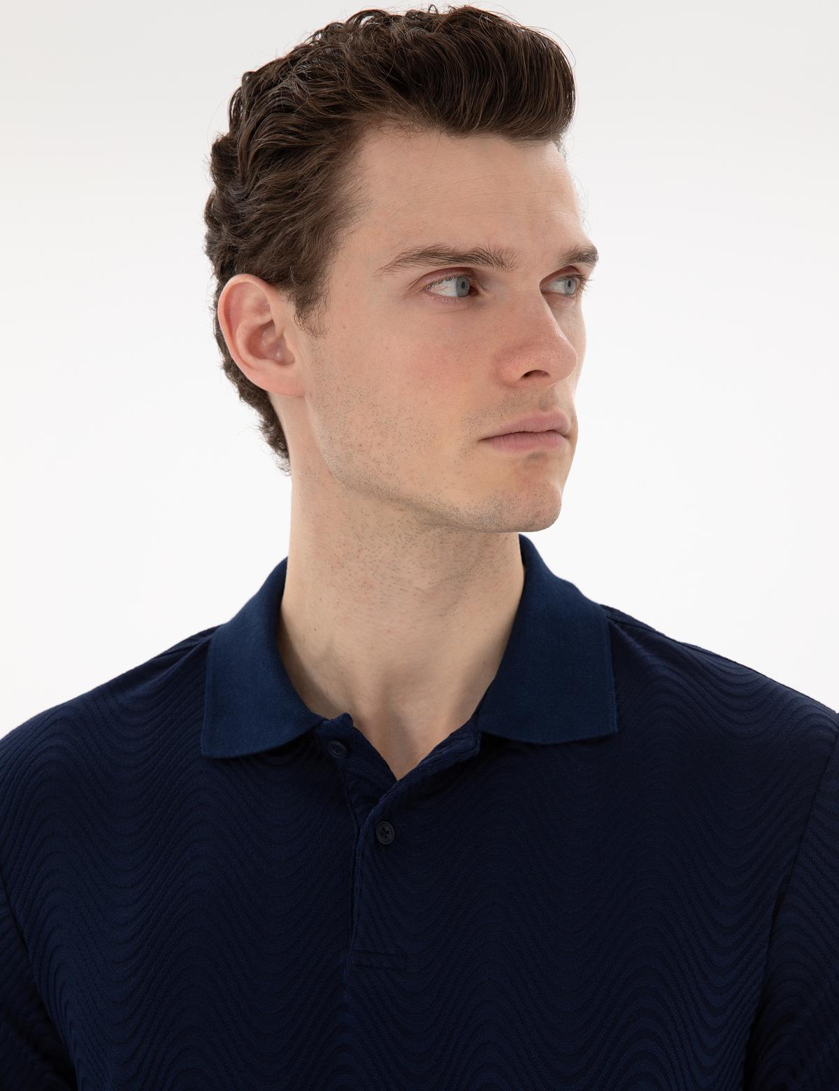 Lacivert Slim Fit Polo Yaka Tişört - 50310233011