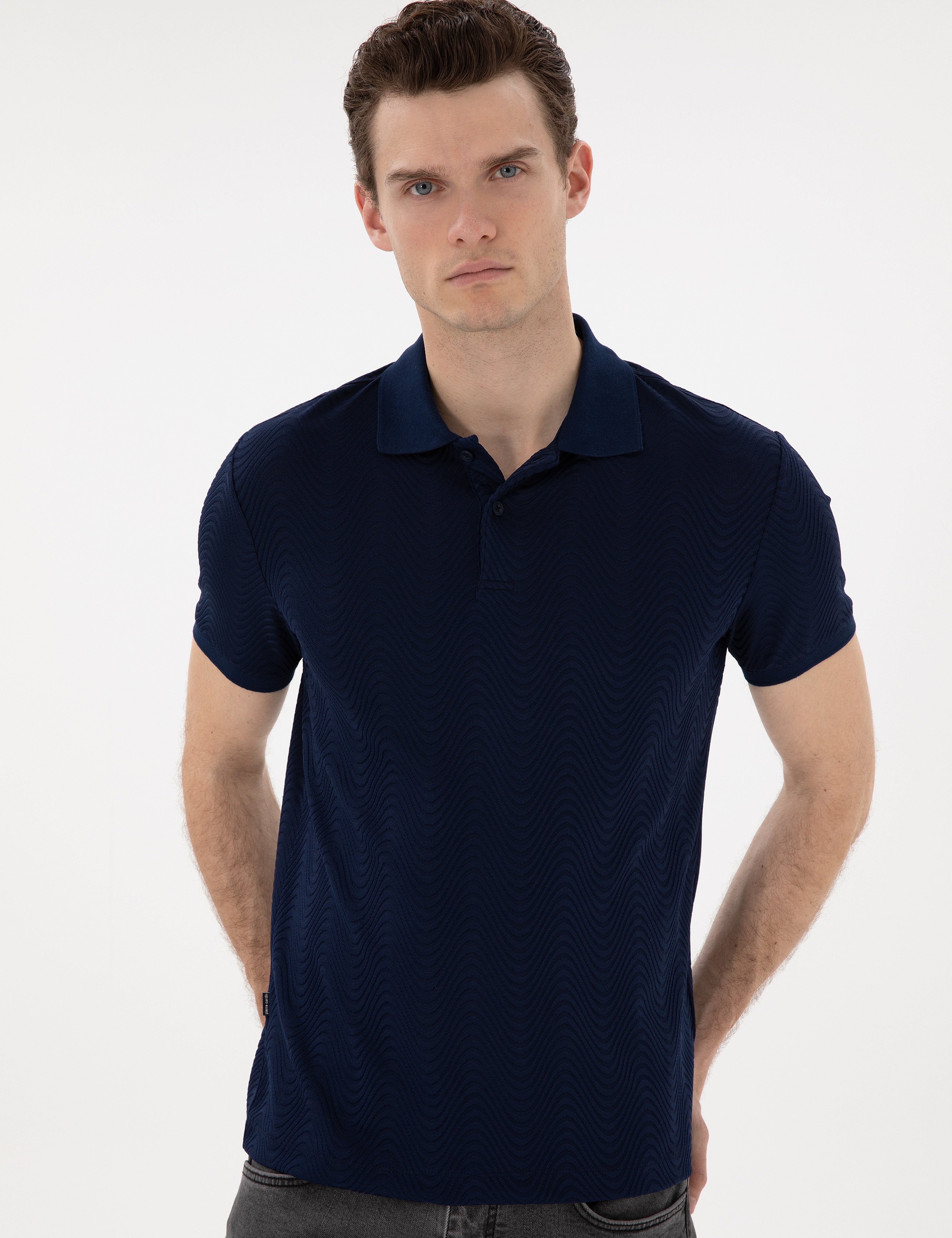 Lacivert Slim Fit Polo Yaka Tişört - Image 3