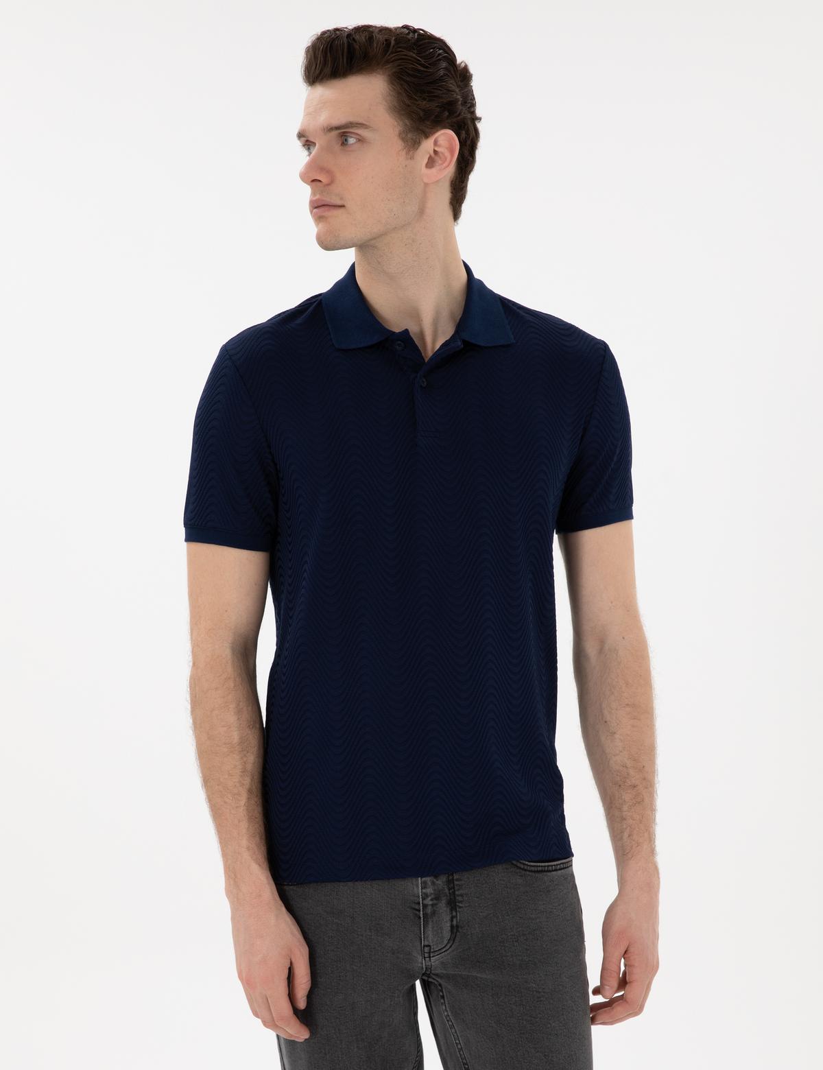 Lacivert Slim Fit Polo Yaka Tişört