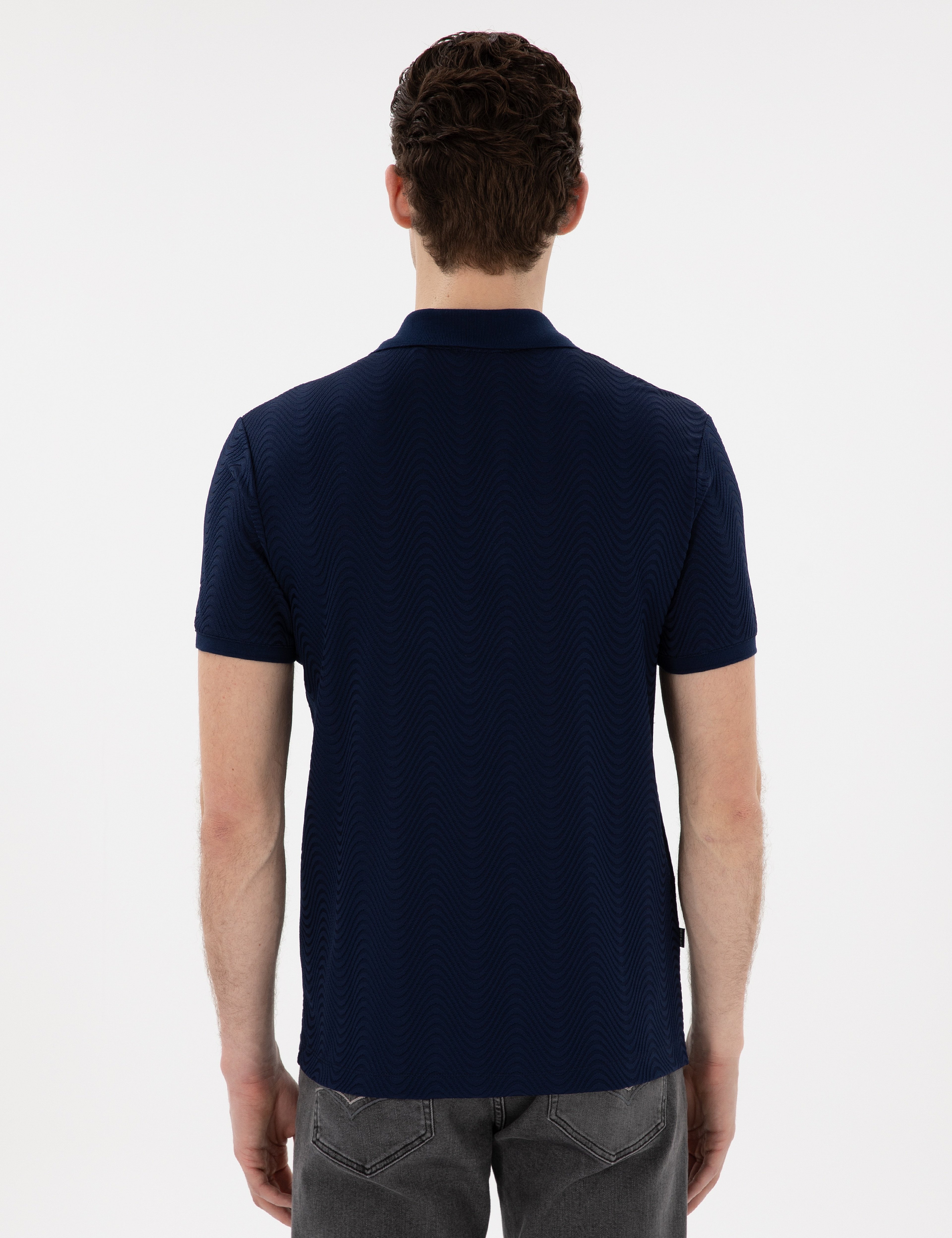 Lacivert Slim Fit Polo Yaka Tişört - Image 5