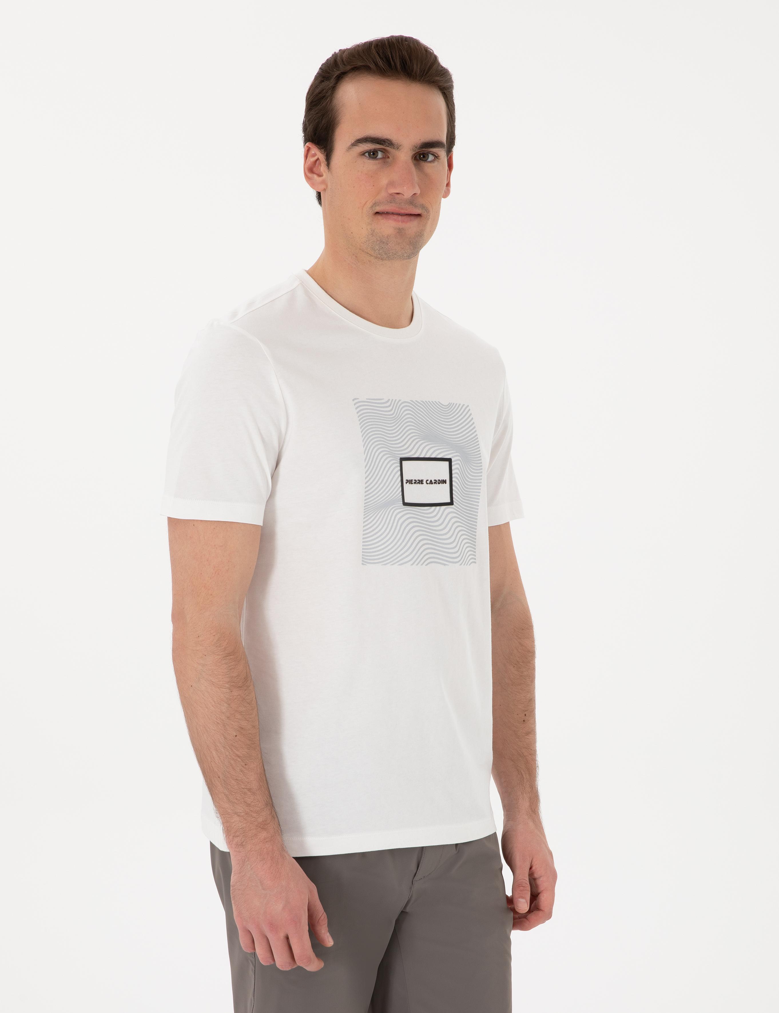 Ekru Regular Fit Isıya Duyarlı Renk Değiştiren Baskı Çerçeveli Tişört