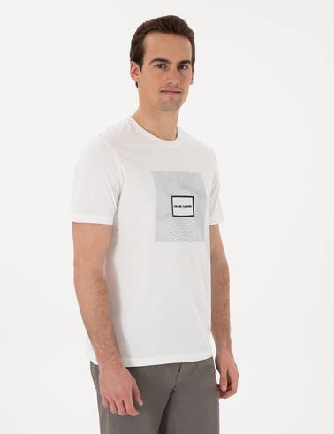 Ekru Regular Fit Isıya Duyarlı Renk Değiştiren Baskı Çerçeveli Tişört