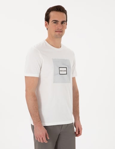 Ekru Regular Fit Isıya Duyarlı Renk Değiştiren Baskı Çerçeveli Tişört