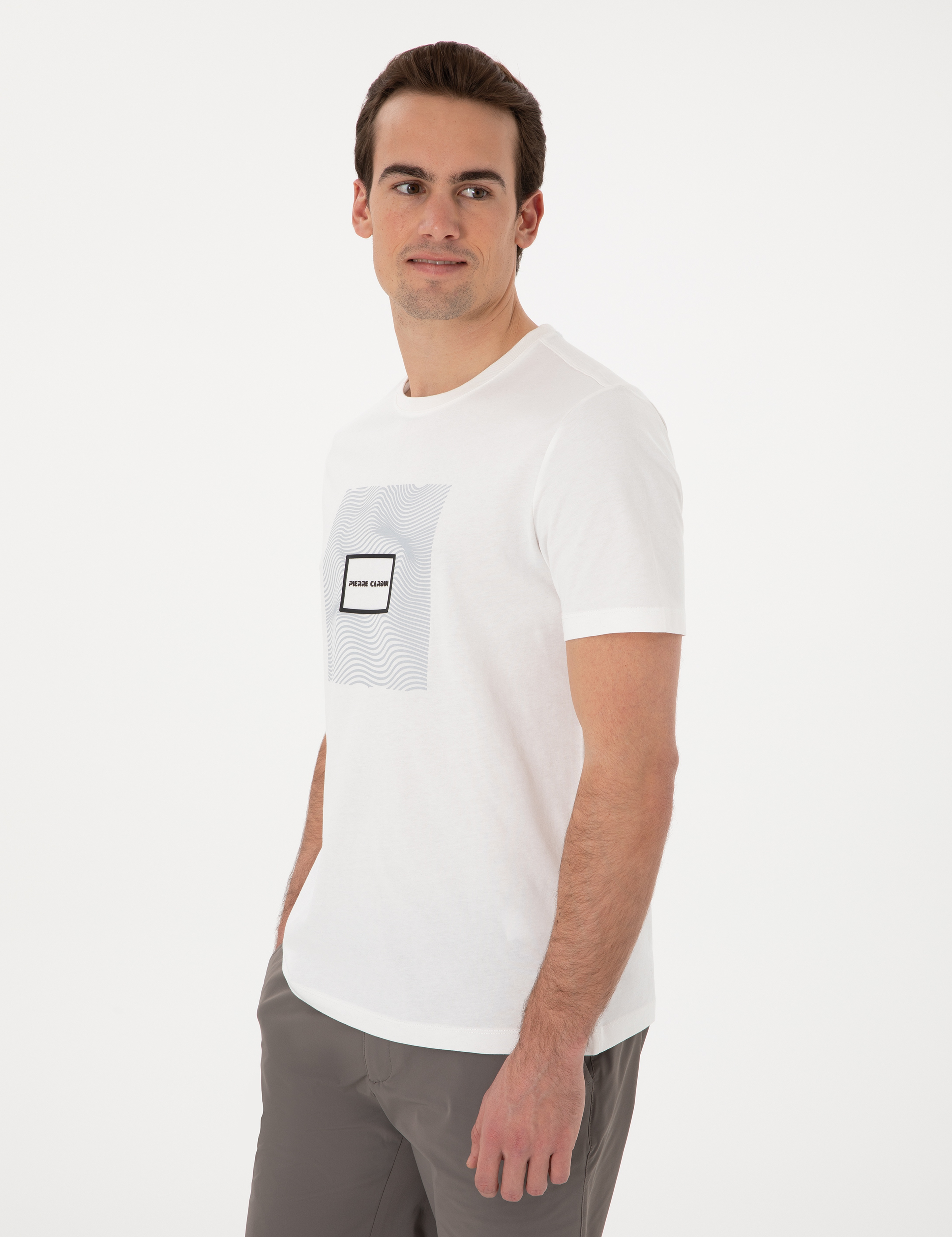 Ekru Regular Fit Isıya Duyarlı Renk Değiştiren Baskı Çerçeveli Tişört - Image 3