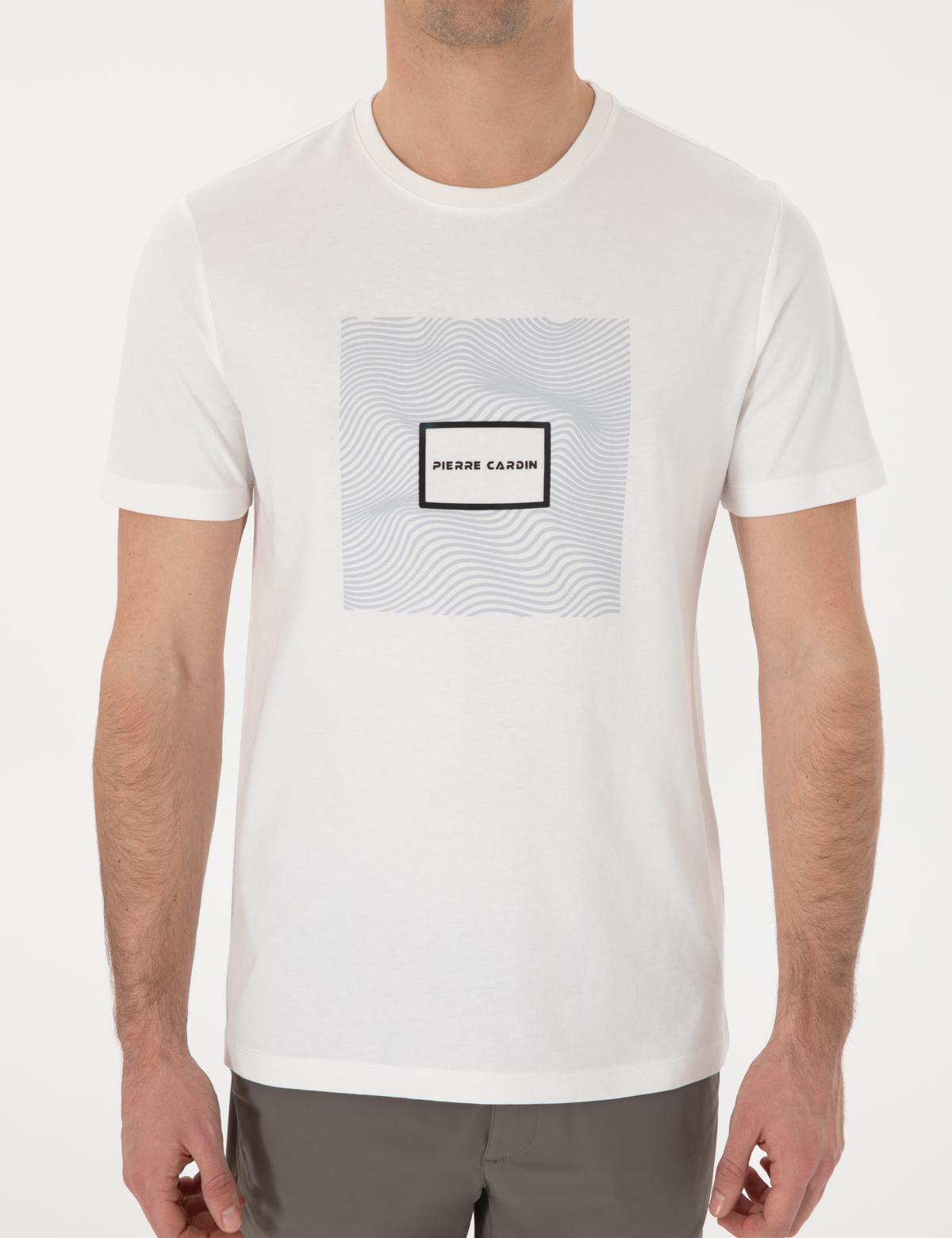 Ekru Regular Fit Isıya Duyarlı Renk Değiştiren Baskı Çerçeveli Tişört - 50302622193