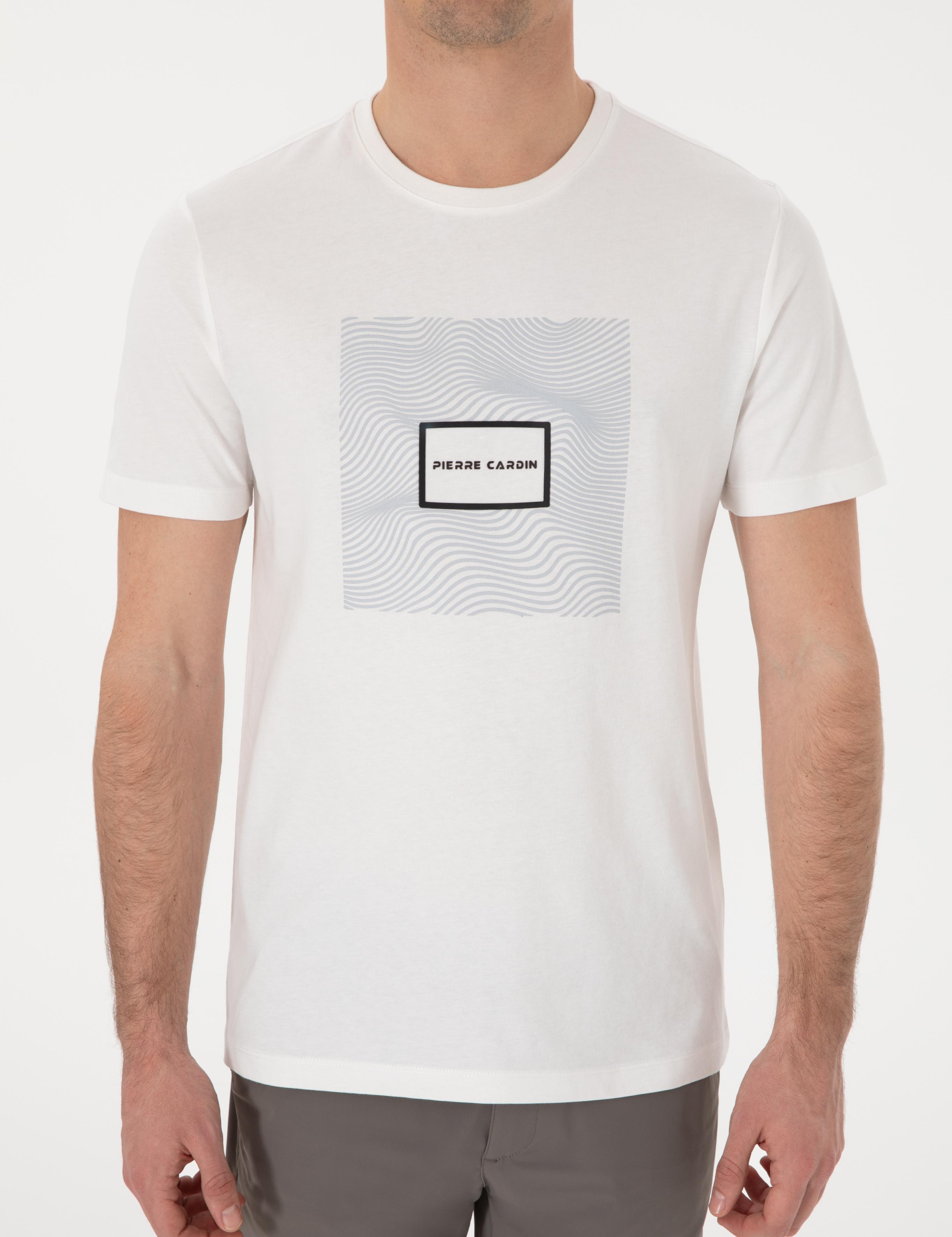 Ekru Regular Fit Isıya Duyarlı Renk Değiştiren Baskı Çerçeveli Tişört